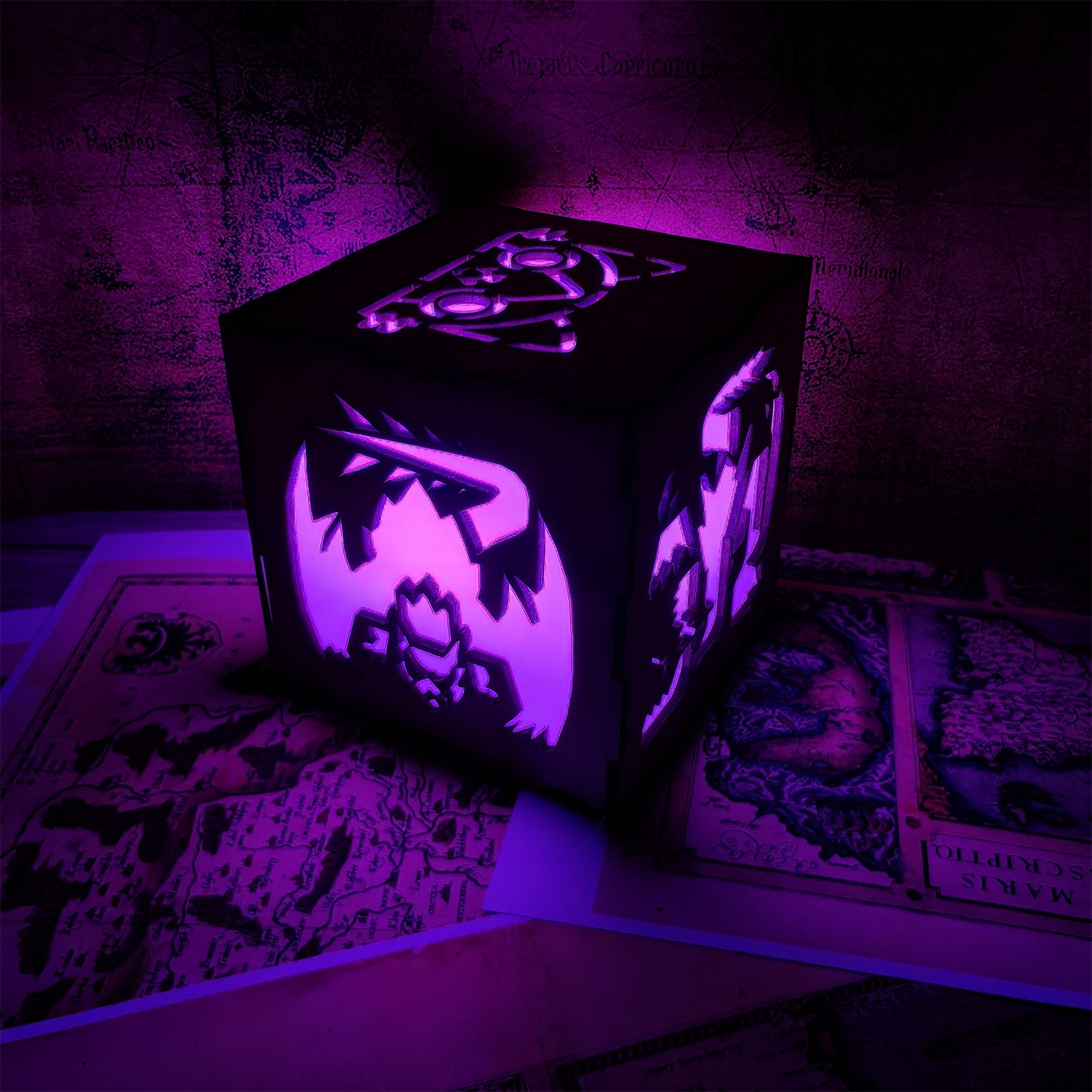 MH Dragon Cat Wood Cube Light Desk Decor - Tophatter Daily Deals