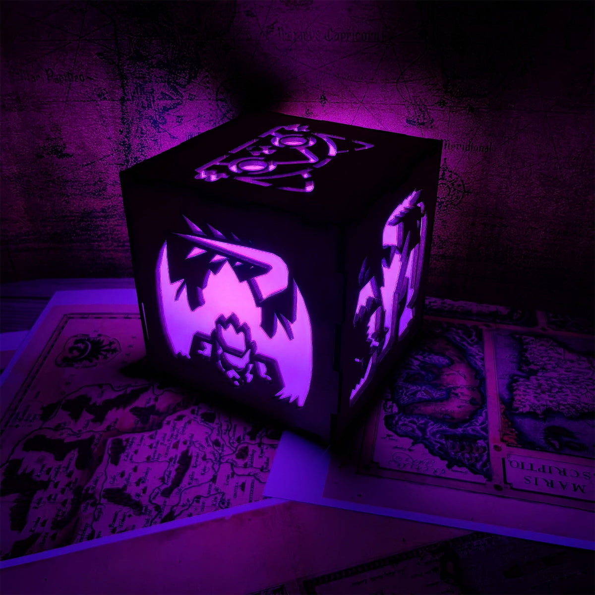 MH Dragon Cat Wood Cube Light Desk Decor - Tophatter Daily Deals