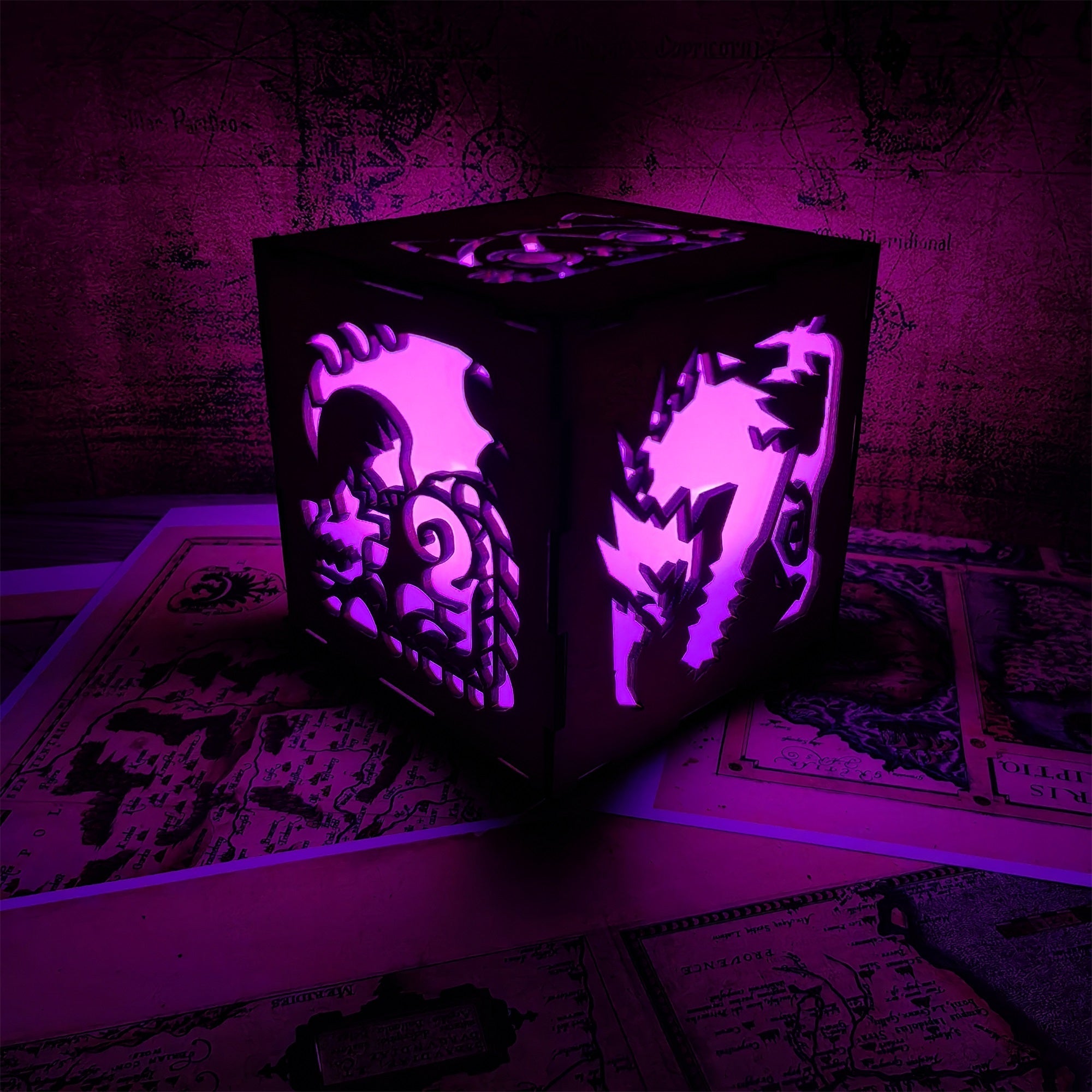 MH Dragon Cat Wood Cube Light Desk Decor - Tophatter Daily Deals