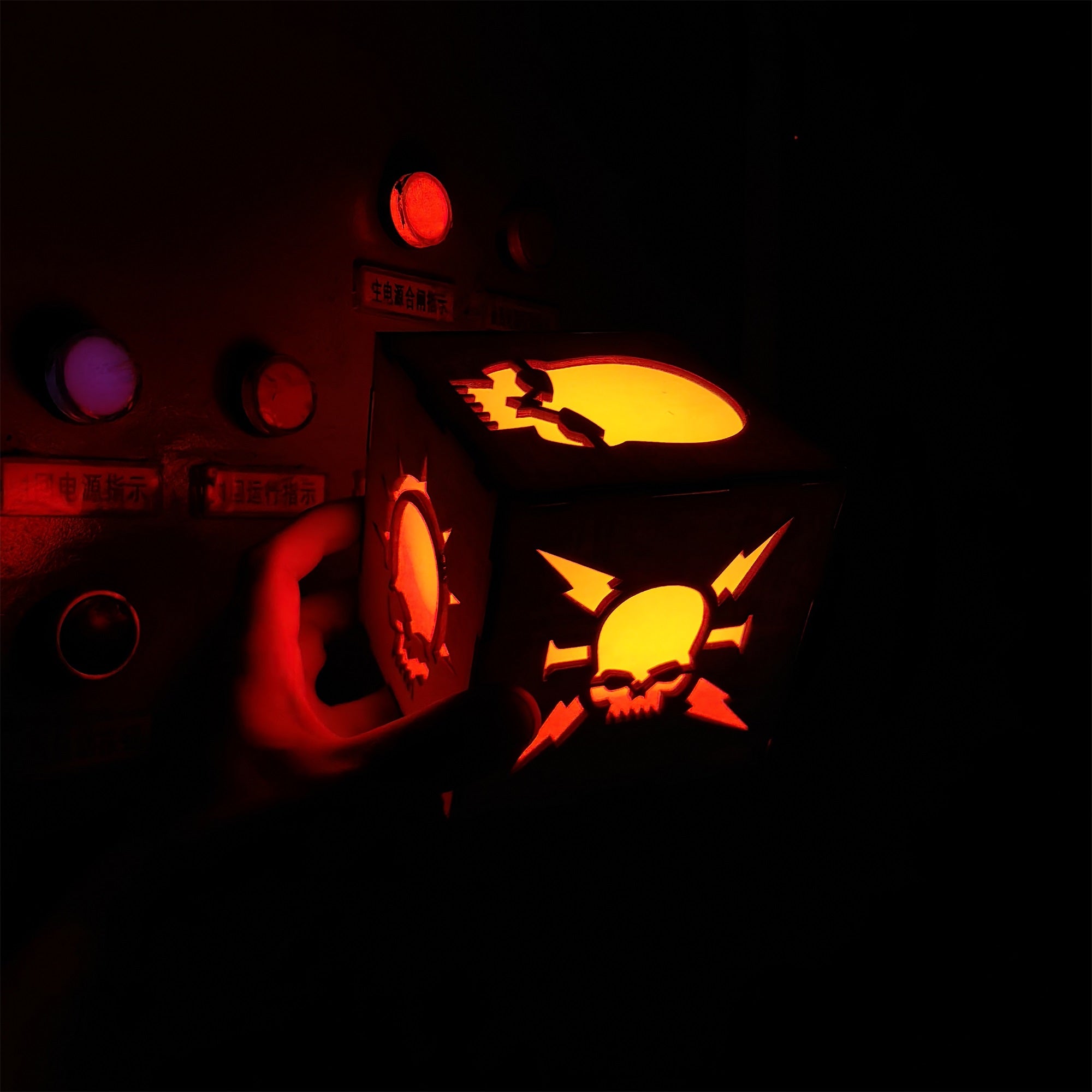 MH Skull Pattern Wood Cube Light Desk Decor - Tophatter Daily Deals