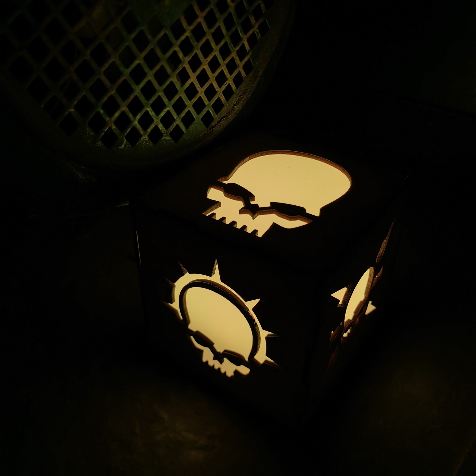 MH Skull Pattern Wood Cube Light Desk Decor - Tophatter Daily Deals