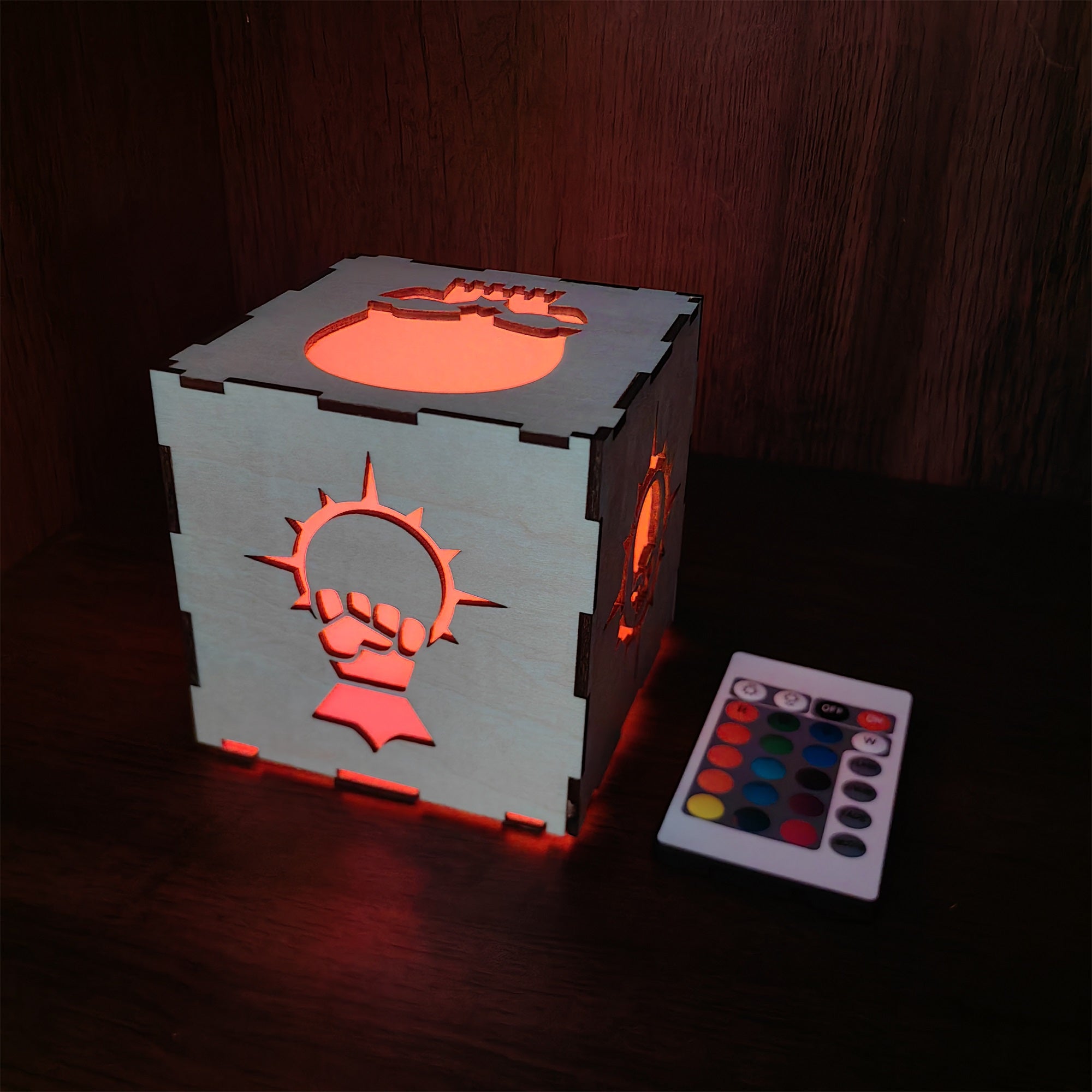 MH Skull Pattern Wood Cube Light Desk Decor Wooden Cube Light - Tophatter Daily Deals