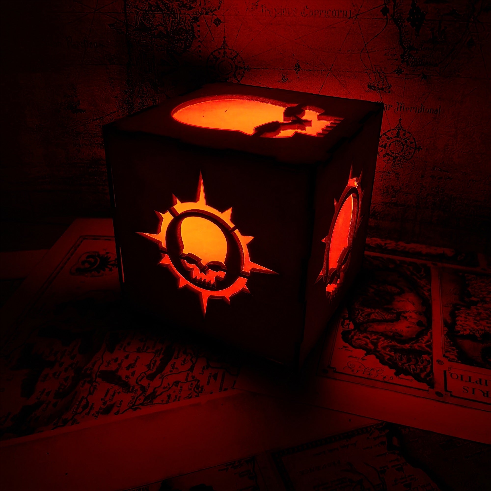 MH Skull Pattern Wood Cube Light Desk Decor - Tophatter Daily Deals