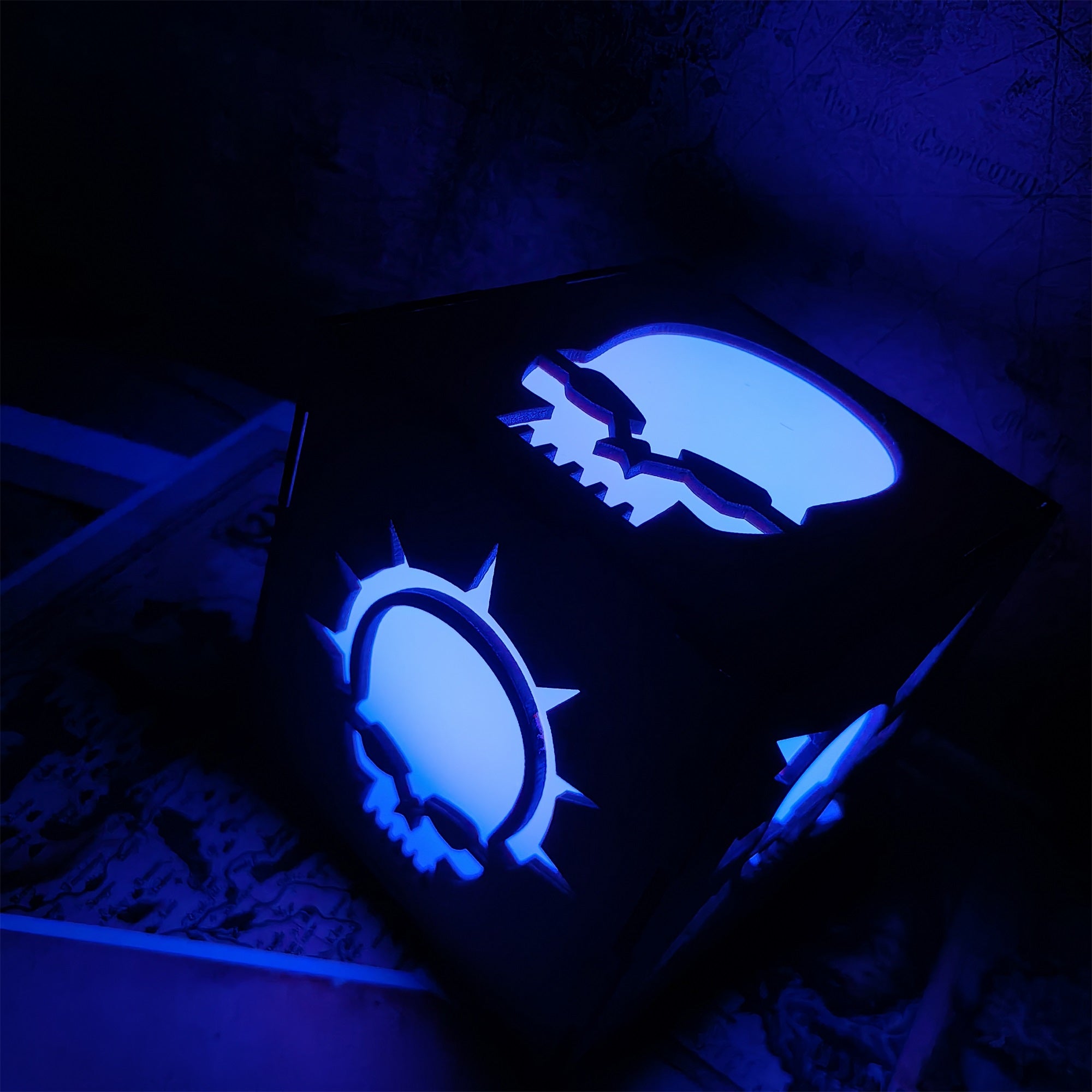 MH Skull Pattern Wood Cube Light Desk Decor - Tophatter Daily Deals