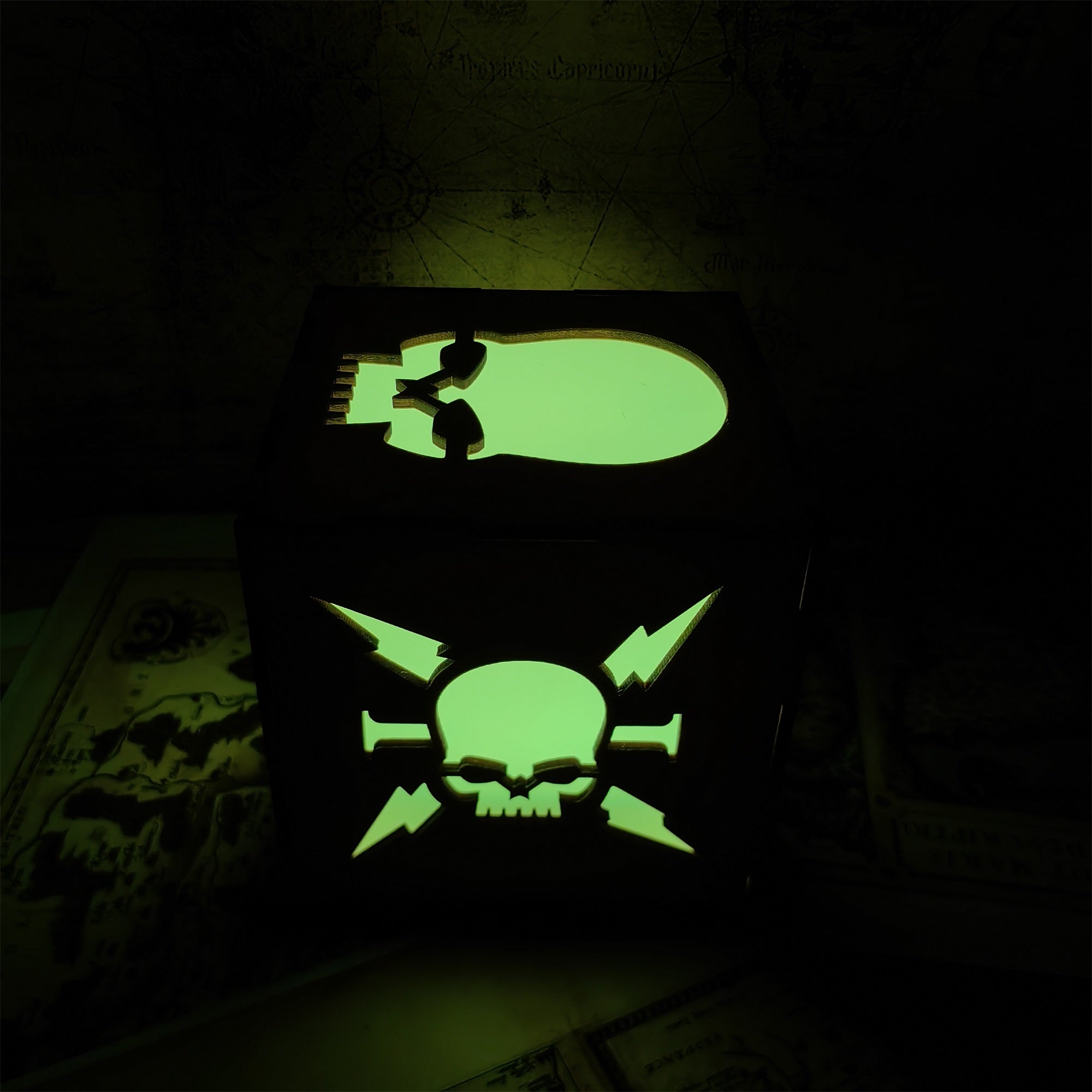MH Skull Pattern Wood Cube Light Desk Decor - Tophatter Daily Deals