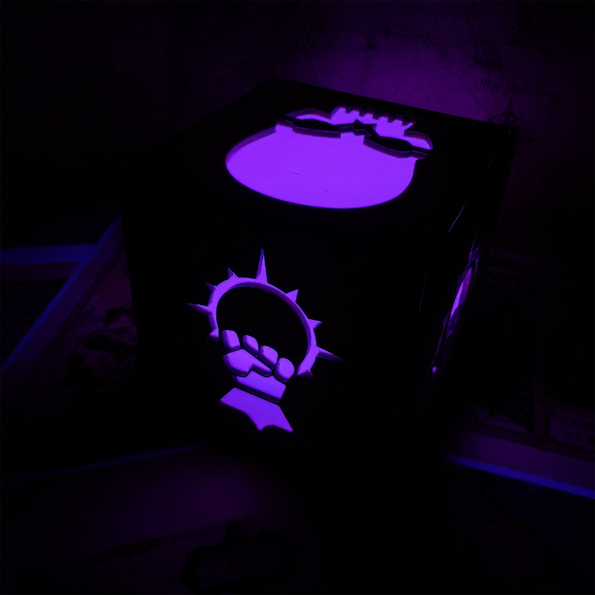 MH Skull Pattern Wood Cube Light Desk Decor - Tophatter Daily Deals