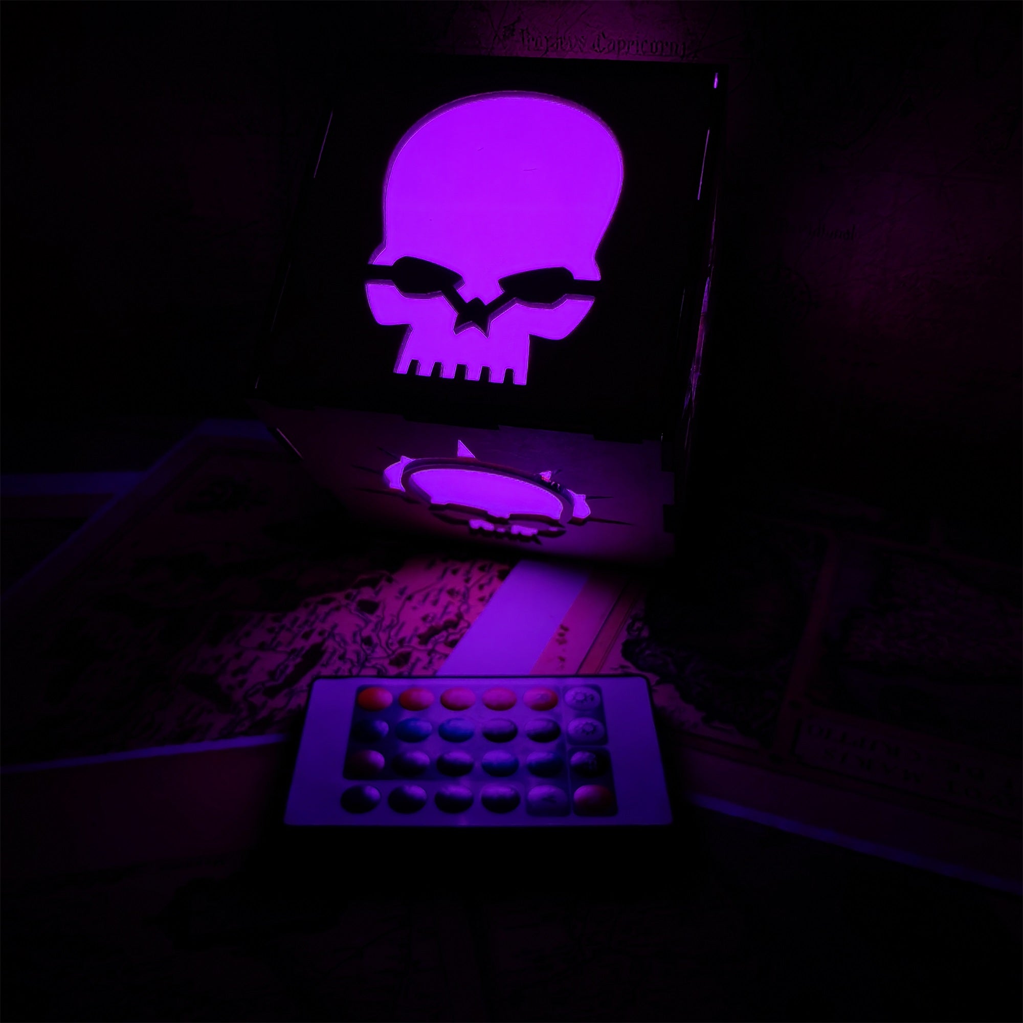 MH Skull Pattern Wood Cube Light Desk Decor - Tophatter Daily Deals