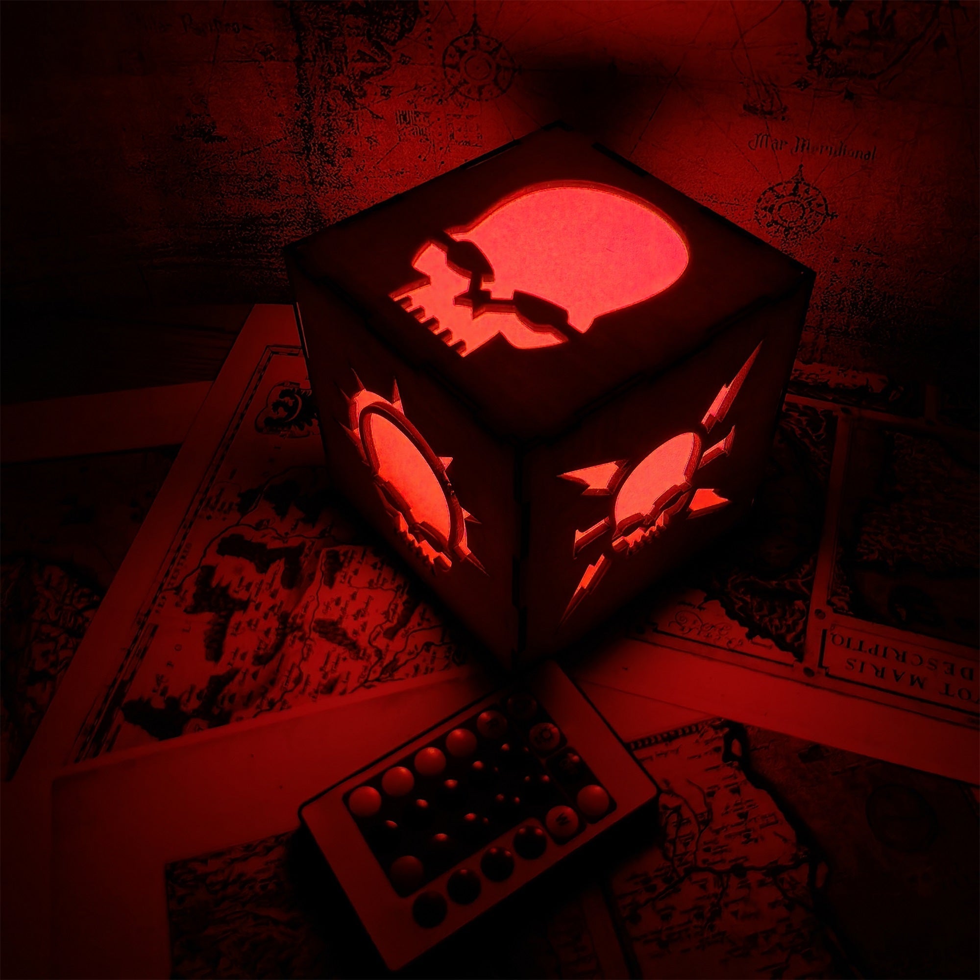 MH Skull Pattern Wood Cube Light Desk Decor - Tophatter Daily Deals