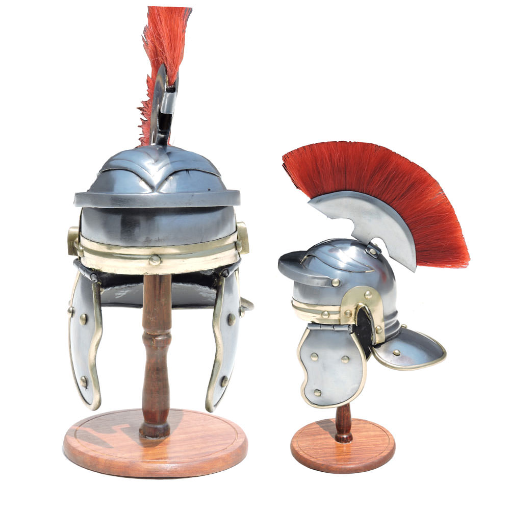 Mini Imperial Itallic Roman Officer Helmet With Display Stand & Detachable Plume - Tophatter's Guns'N'Weapons Store Collectible Weapons - Tophatter Daily Deals