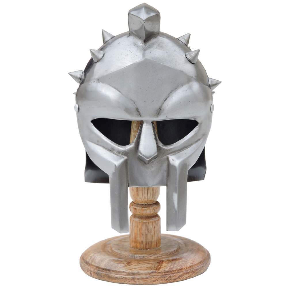 Miniature Roman Gladiator Helmet With Spikes Includes Display Stand - TOPHATTER'S ARMORY DEALS Collectible Weapons - Tophatter Daily Deals