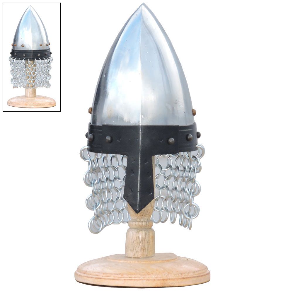 Mini Normal Nasal Helmet With Display Stand & Chain Mail - Tophatter's Guns'N'Weapons Store Collectible Weapons - Tophatter Daily Deals