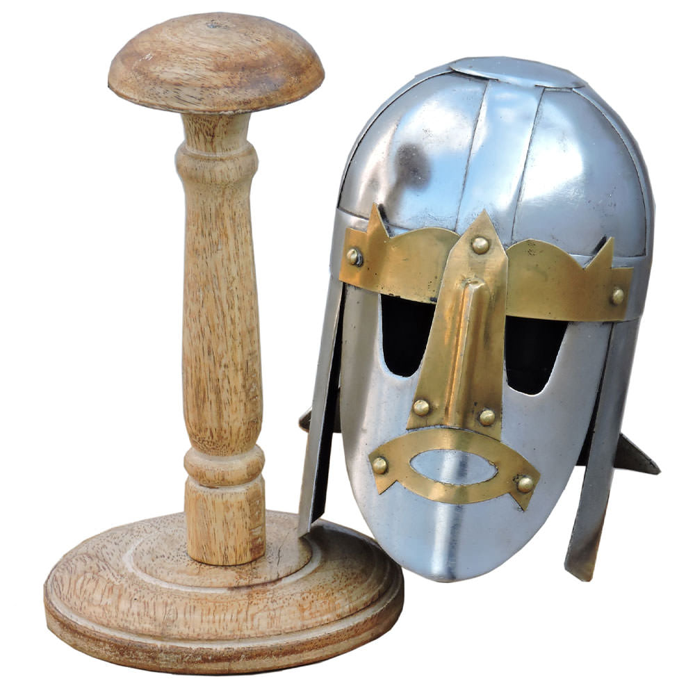 Mini Sutton Hoo Viking Helmet With Display Stand - Tophatter's Guns'N'Weapons Store - FREE SHIPPING Collectible Weapons - Tophatter Daily Deals
