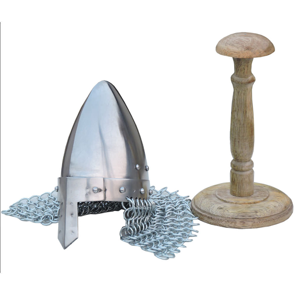 Mini Nasal Helmet With Display Stand & Chain Mail Collectible Weapons - Tophatter Daily Deals