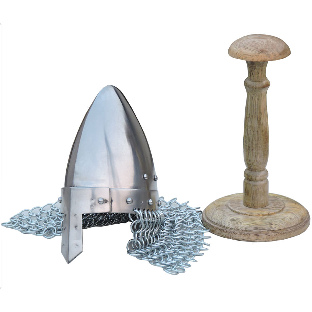 Mini Nasal Helmet With Display Stand & Chain Mail - TOPHATTER'S ARMORY DEALS Collectible Weapons - Tophatter Daily Deals
