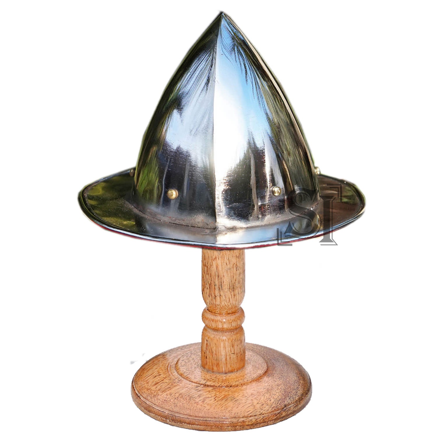 15th Century Domed Kettle Miniature Helmet With Stand - TOPHATTER'S ARMORY DEALS Collectible Weapons - Tophatter Daily Deals