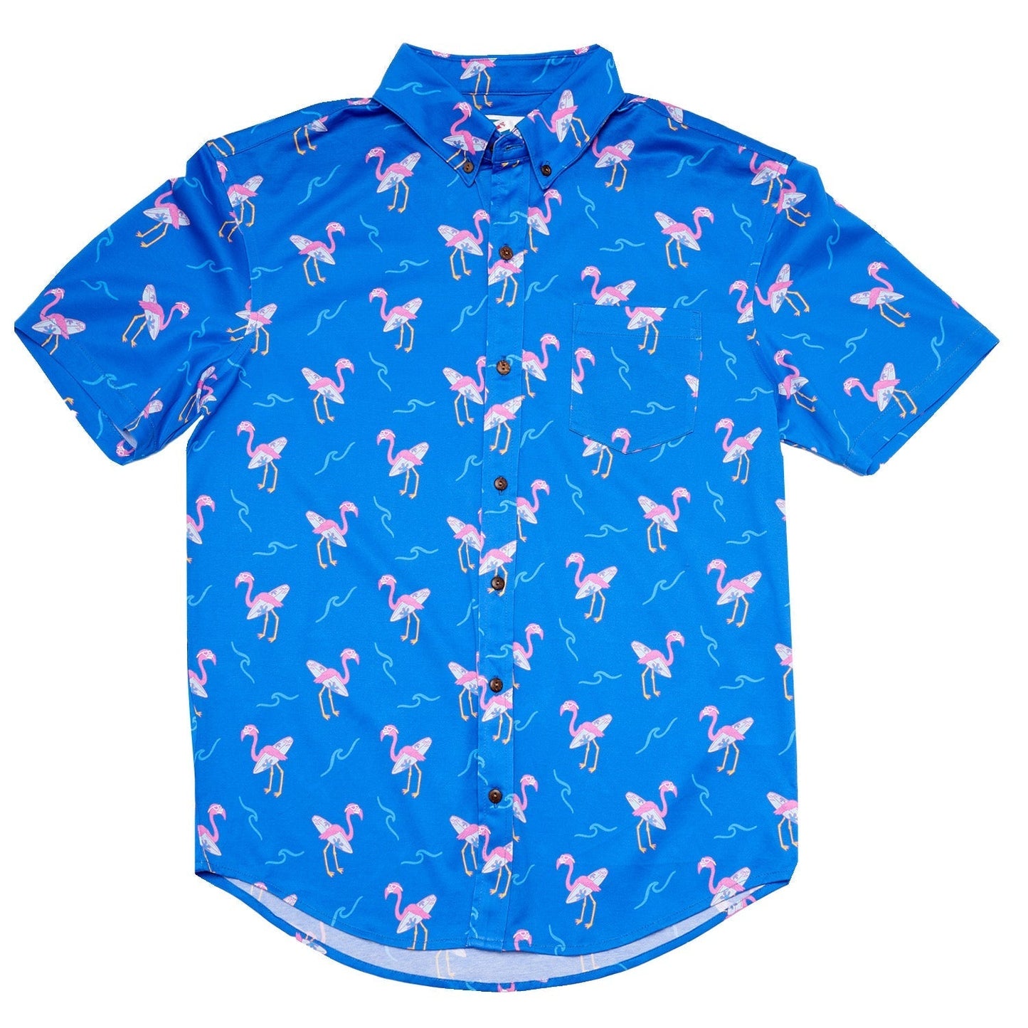 Bermies Miami Beach Button Up Blue Short Sleeves - Tophatter Daily Deals