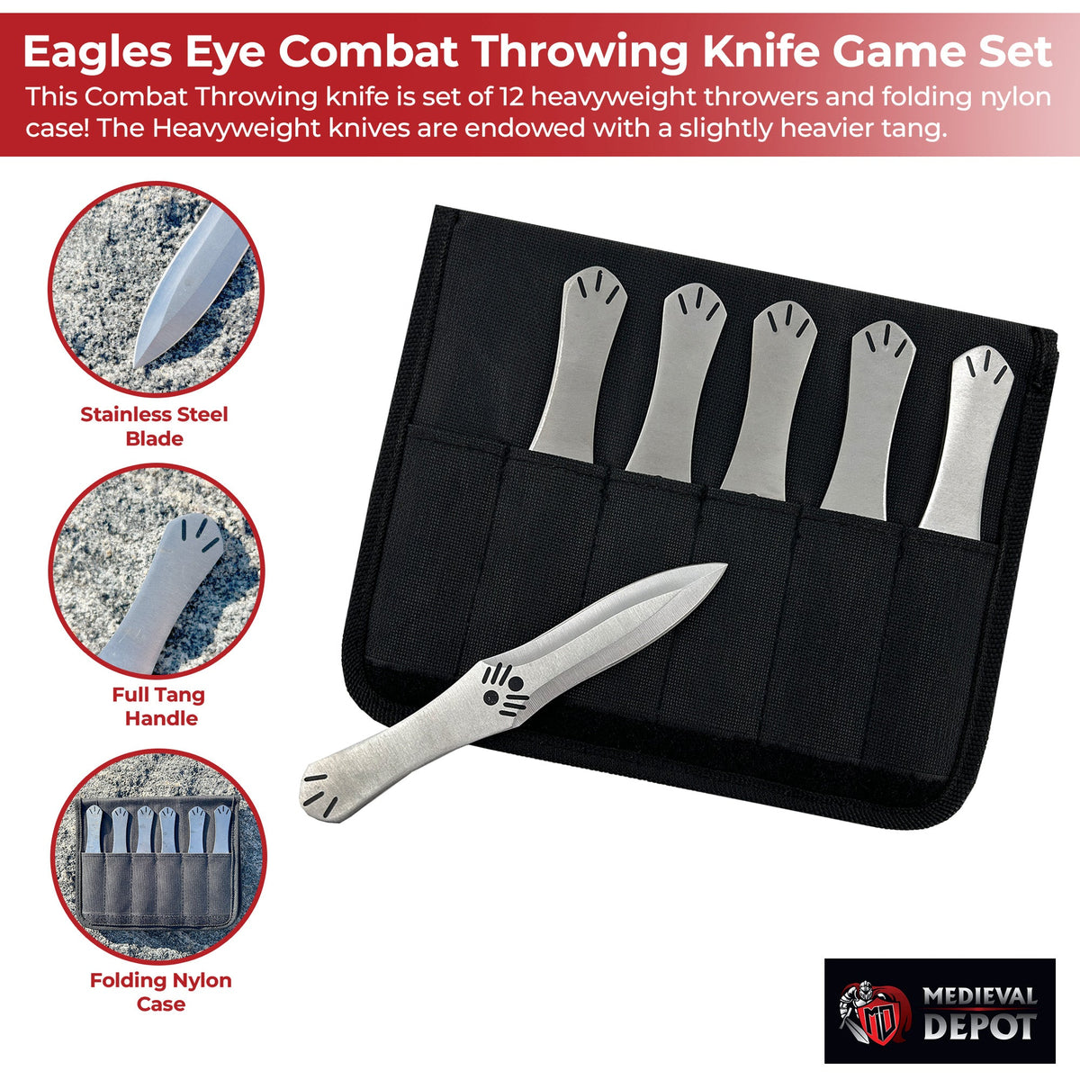 Middle Ages Eagles Eye Combat Throwing Knife Game Set knives - Tophatter Daily Deals