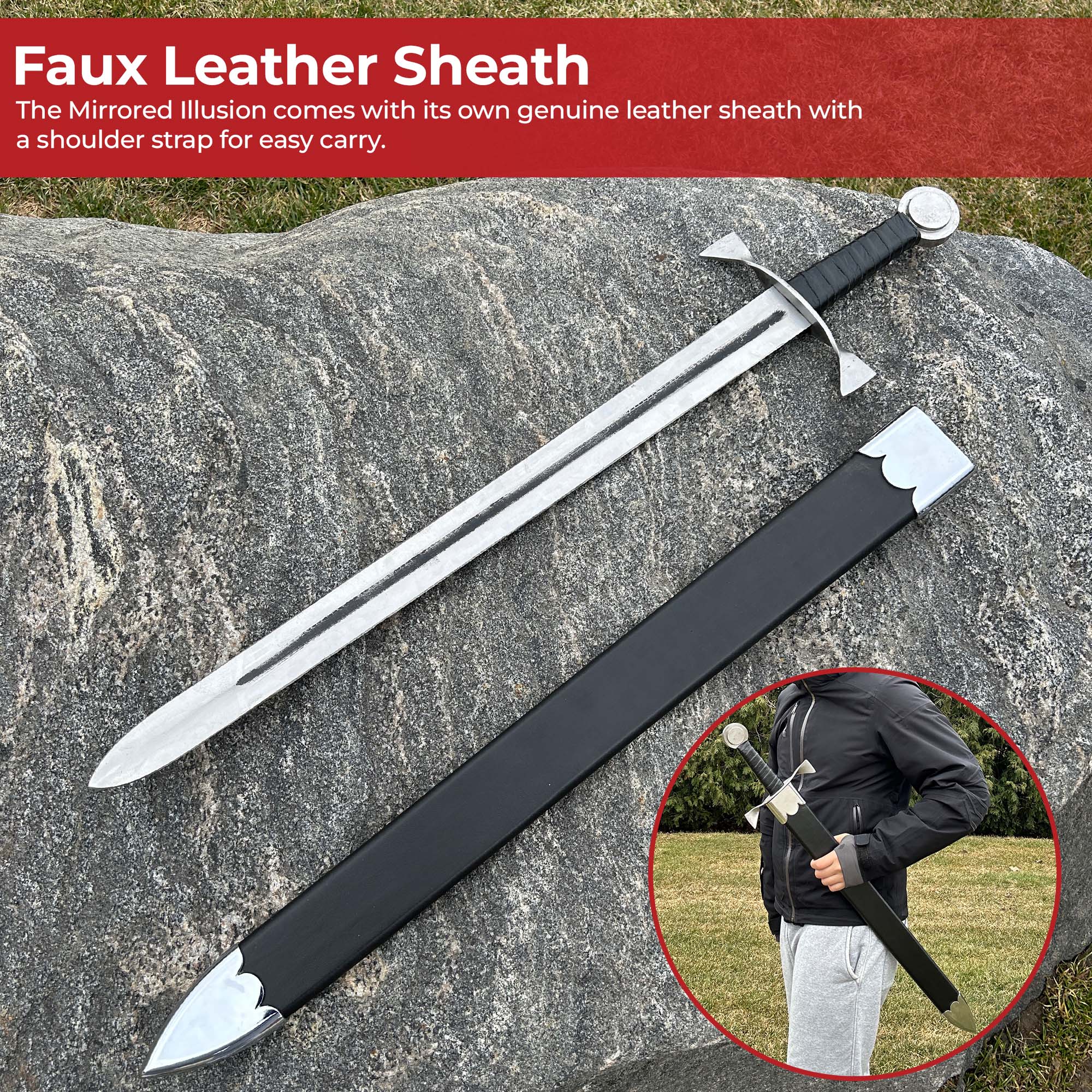 Mirrored Illusion Medieval Dual Tone Sword Swords - Tophatter Daily Deals