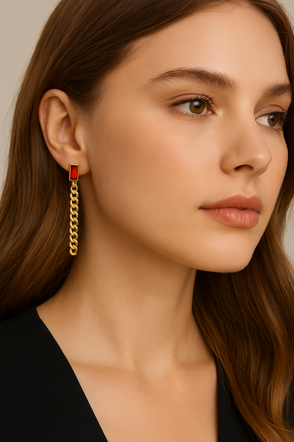 Dangle Chain Earrings with Cubic Zirconia Emerald and Gift Pouch Earrings - Tophatter Daily Deals