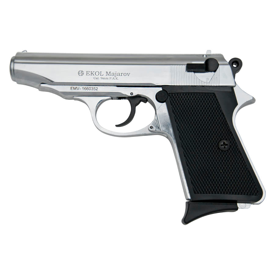 Majarov Semi Automatic Blank Firing Gun Chrome Finish Collectible Weapons - Tophatter Daily Deals