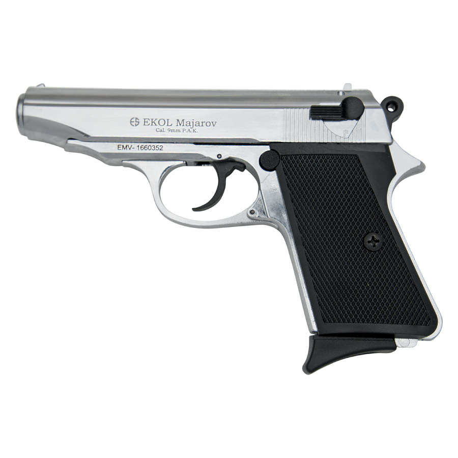 Majarov Semi Automatic Blank Firing Gun Chrome Finish - Tophatter's Guns'N'Weapons Store - FREE SHIPPING Collectible Weapons - Tophatter Daily Deals