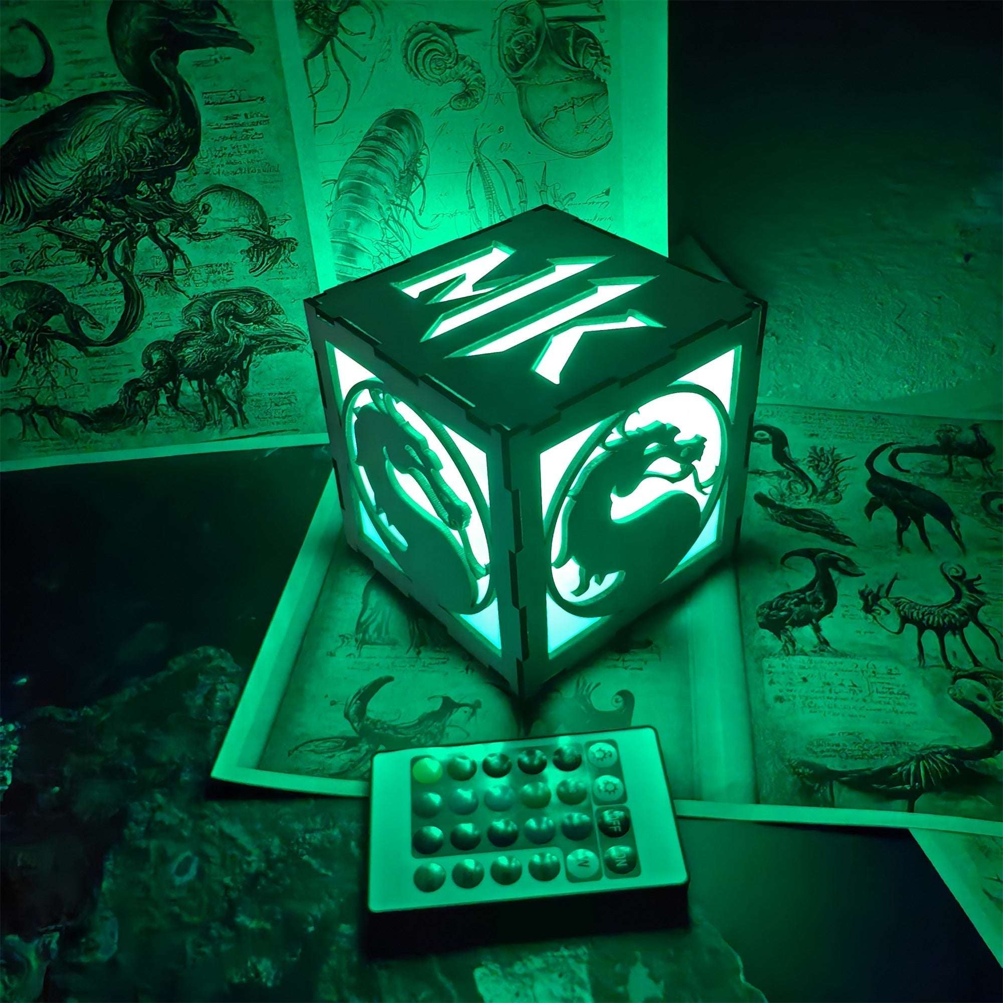MK Dragon Inspired Night Light Wooden Cube Light - Tophatter Daily Deals