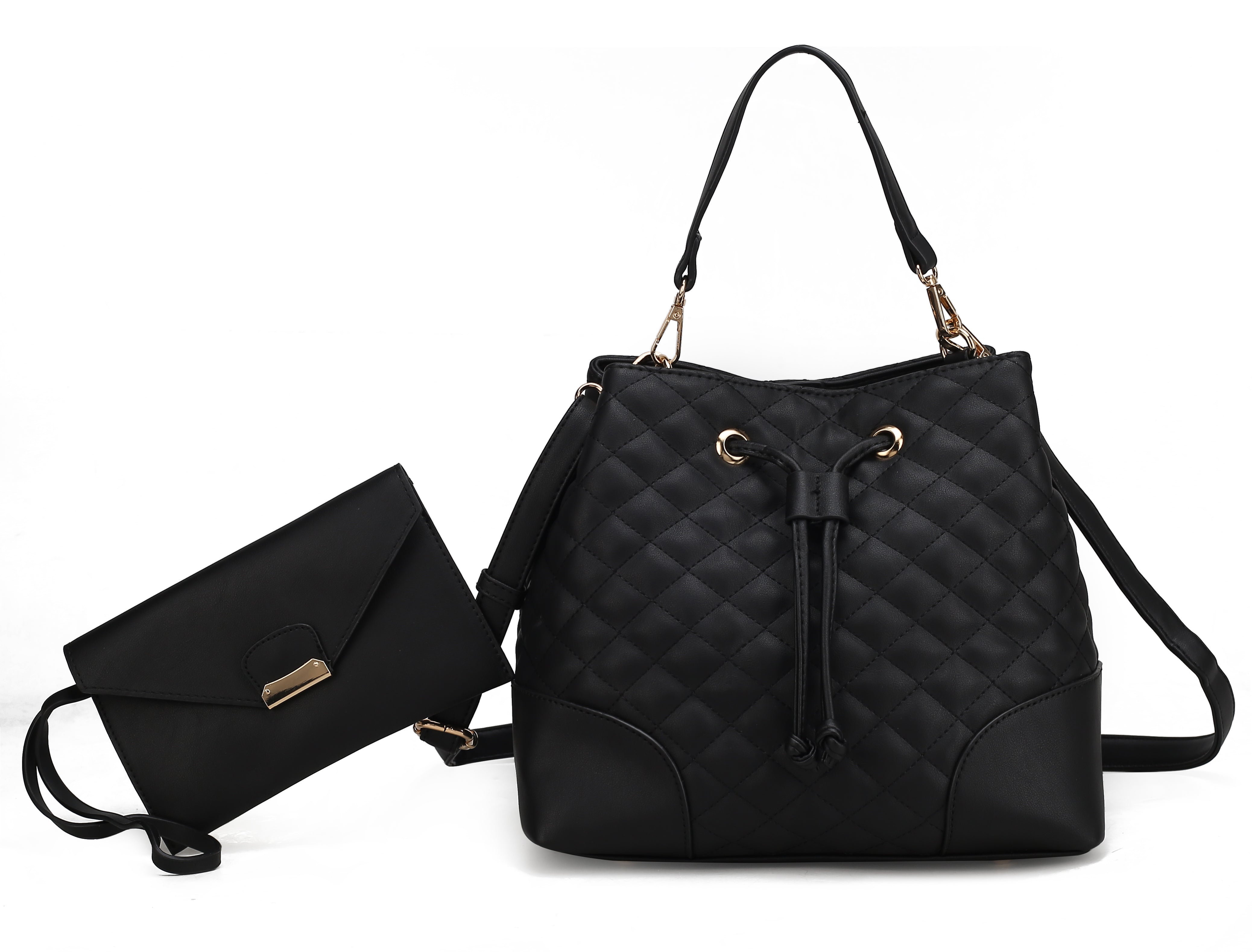 MKF Collection Women's Wendy 2 Pcs Bucket Bag With Wristlet Black Bags - Tophatter Daily Deals