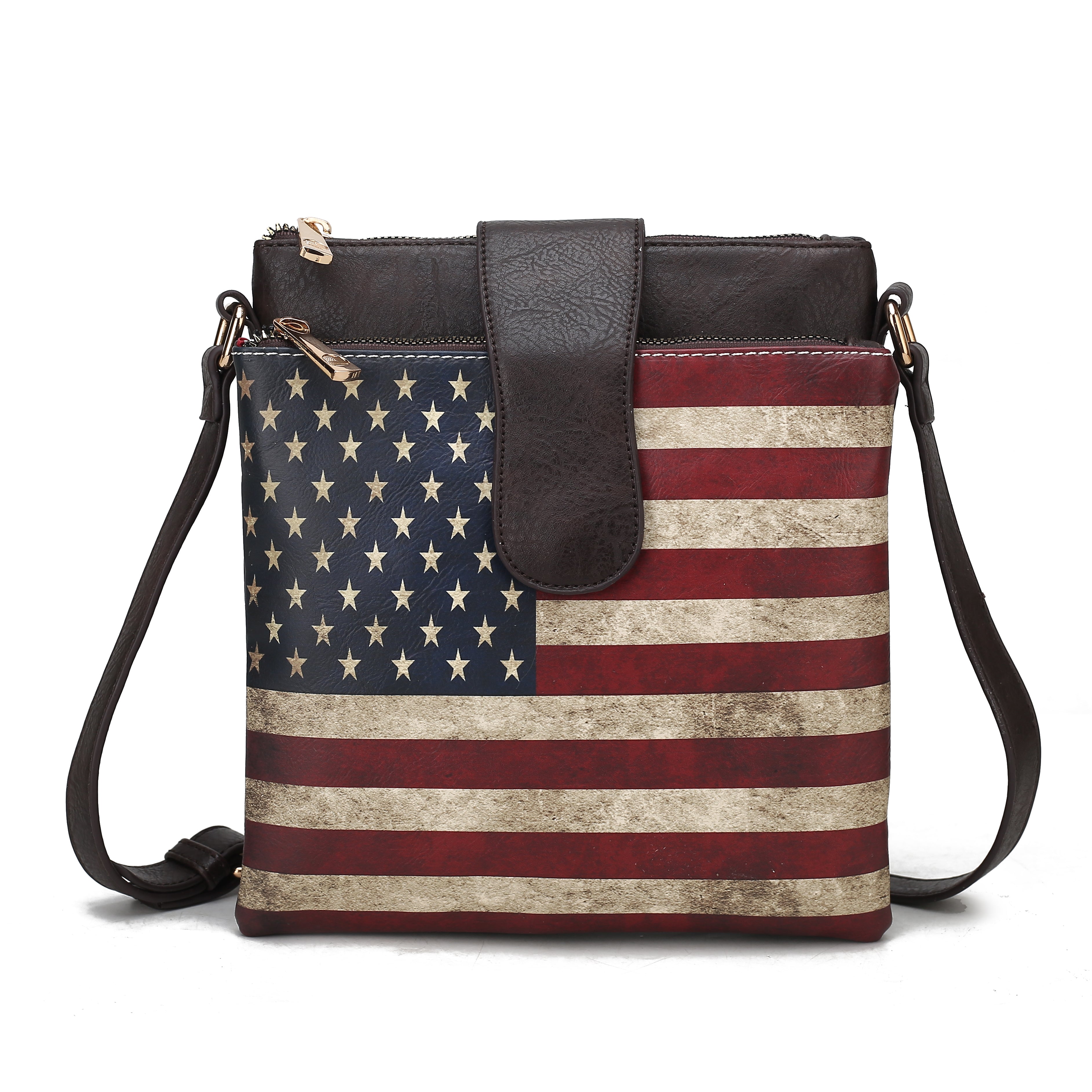MKF Collection Women's Josephine Printed Flag Crossbody Bag Chocolate Bags - Tophatter Daily Deals