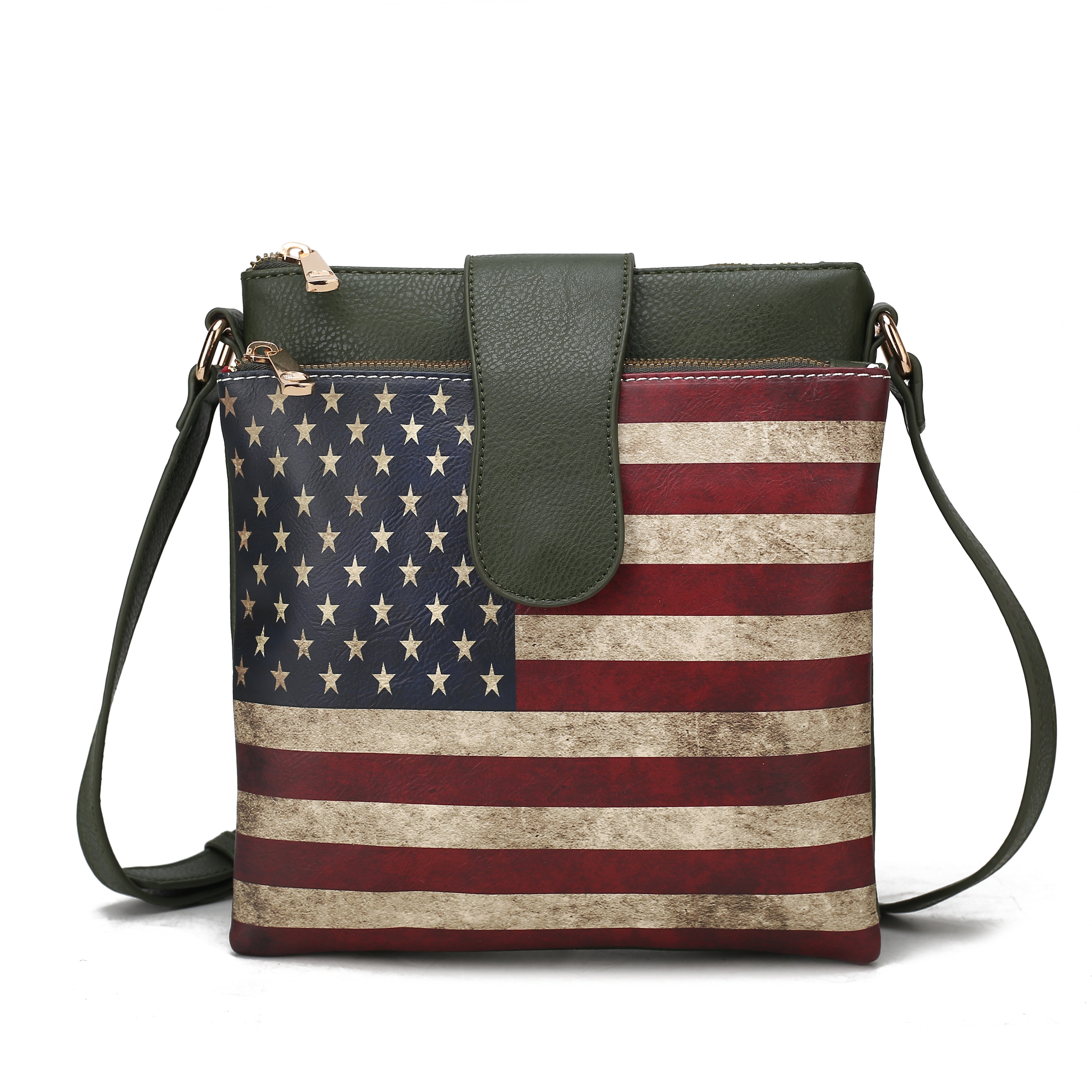 MKF Collection Women's Josephine Printed Flag Crossbody Bag Green Bags - Tophatter Daily Deals