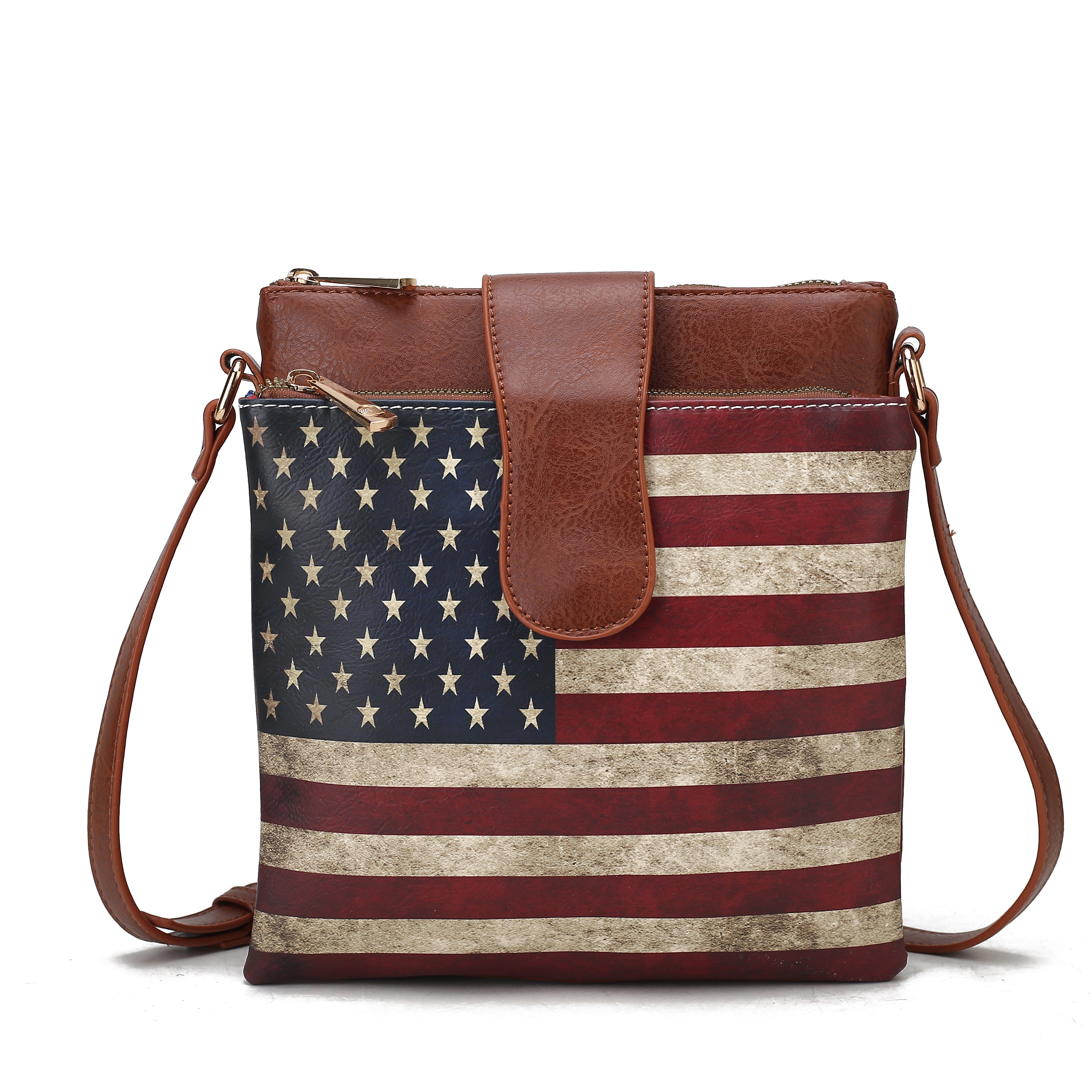 MKF Collection Women's Josephine Printed Flag Crossbody Bag Tan Bags - Tophatter Daily Deals