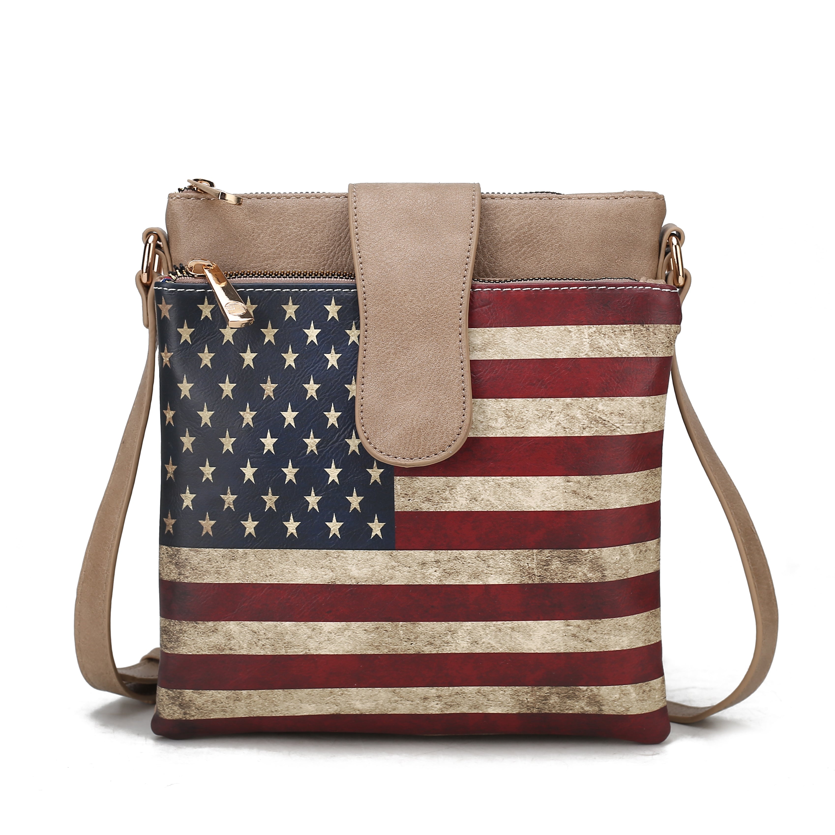 MKF Collection Women's Josephine Printed Flag Crossbody Bag Taupe Bags - Tophatter Daily Deals