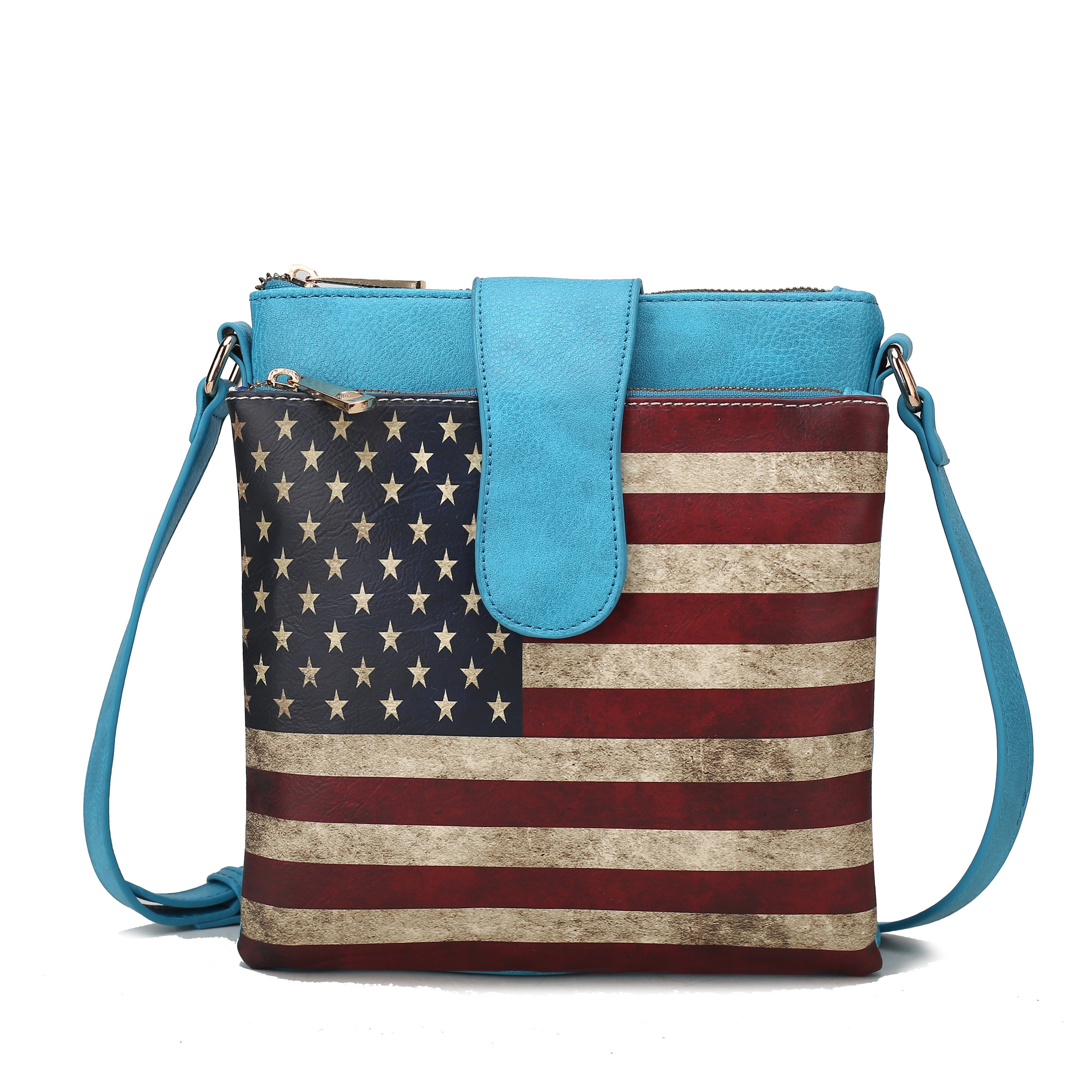 MKF Collection Women's Josephine Printed Flag Crossbody Bag Turquoise Bags - Tophatter Daily Deals