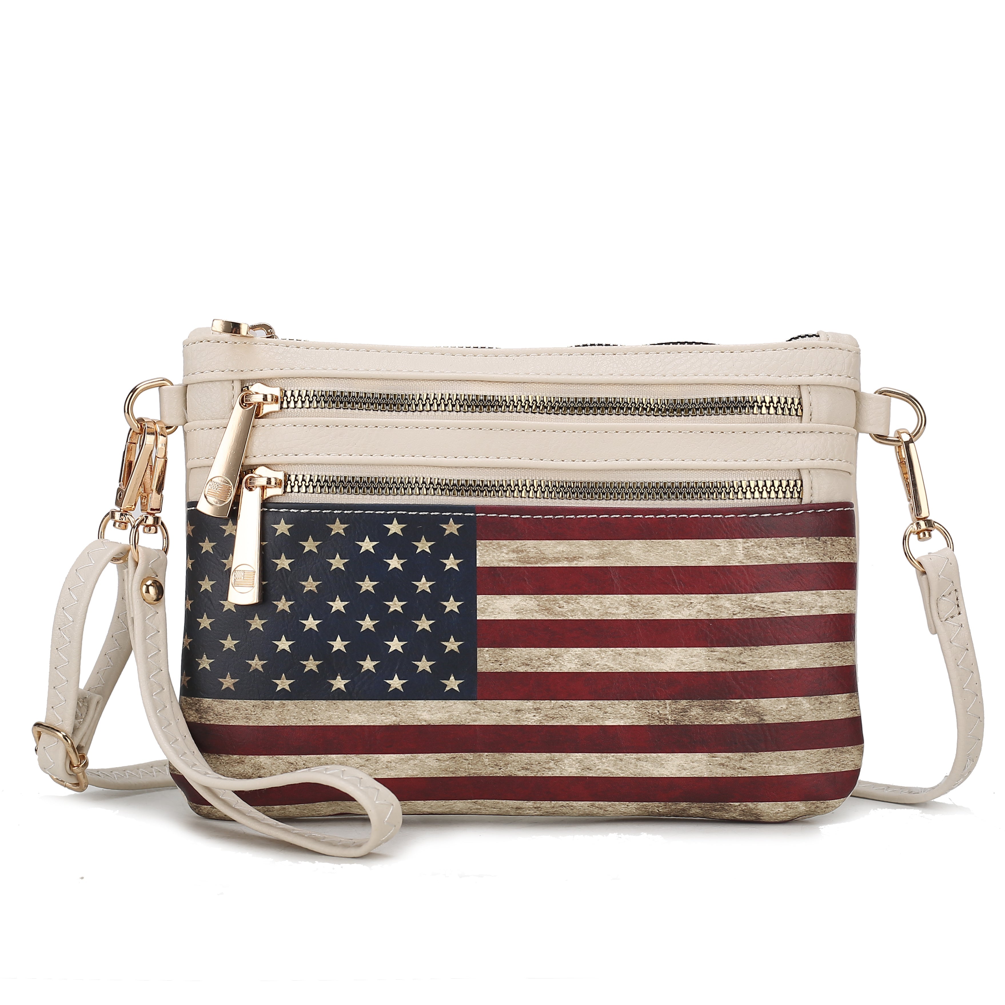 MKF Collection Women's Alisson Printed Flag Crossbody Bag Beige Bags - Tophatter Daily Deals