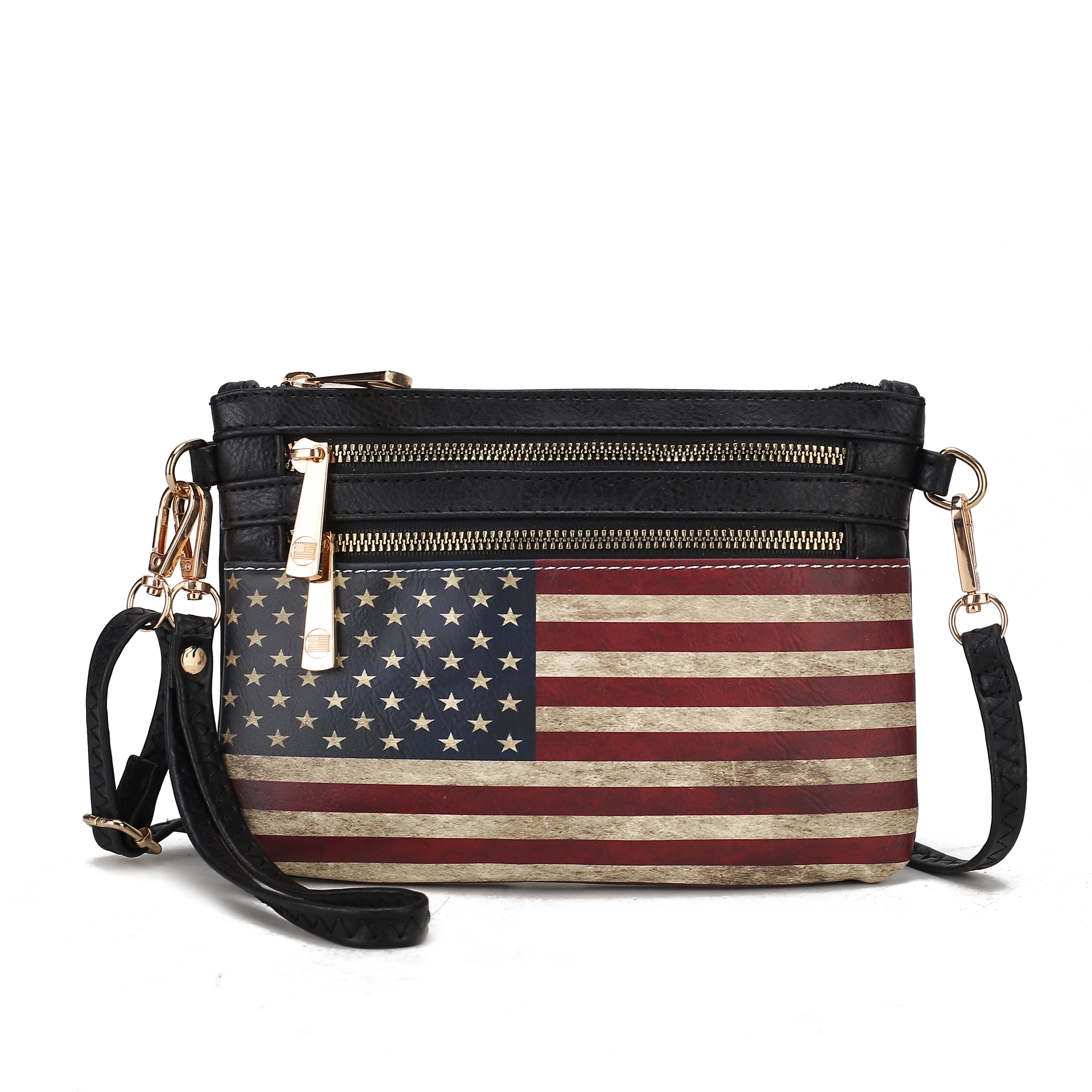 MKF Collection Women's Alisson Printed Flag Crossbody Bag Black Bags - Tophatter Daily Deals