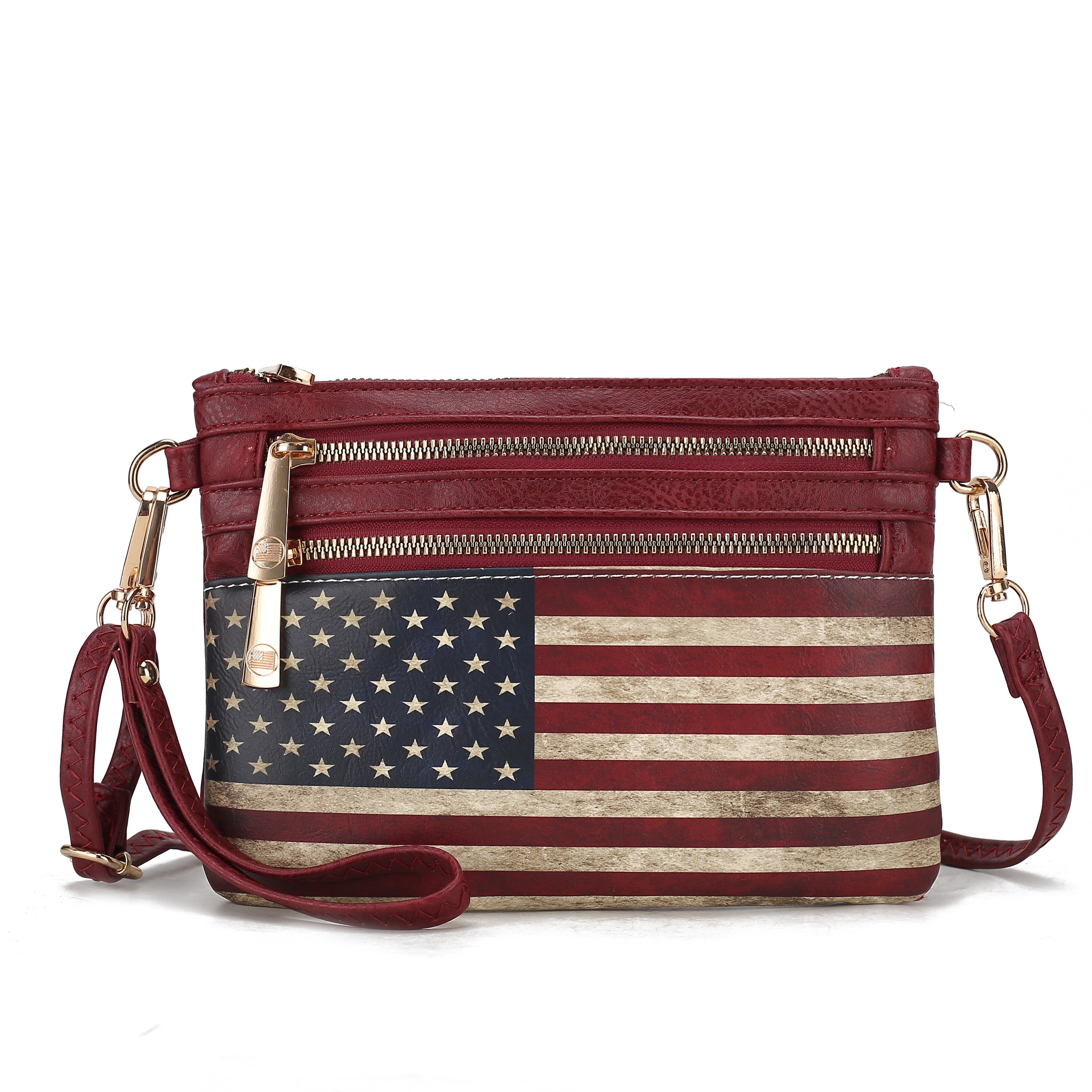 MKF Collection Women's Alisson Printed Flag Crossbody Bag Burgundy Bags - Tophatter Daily Deals