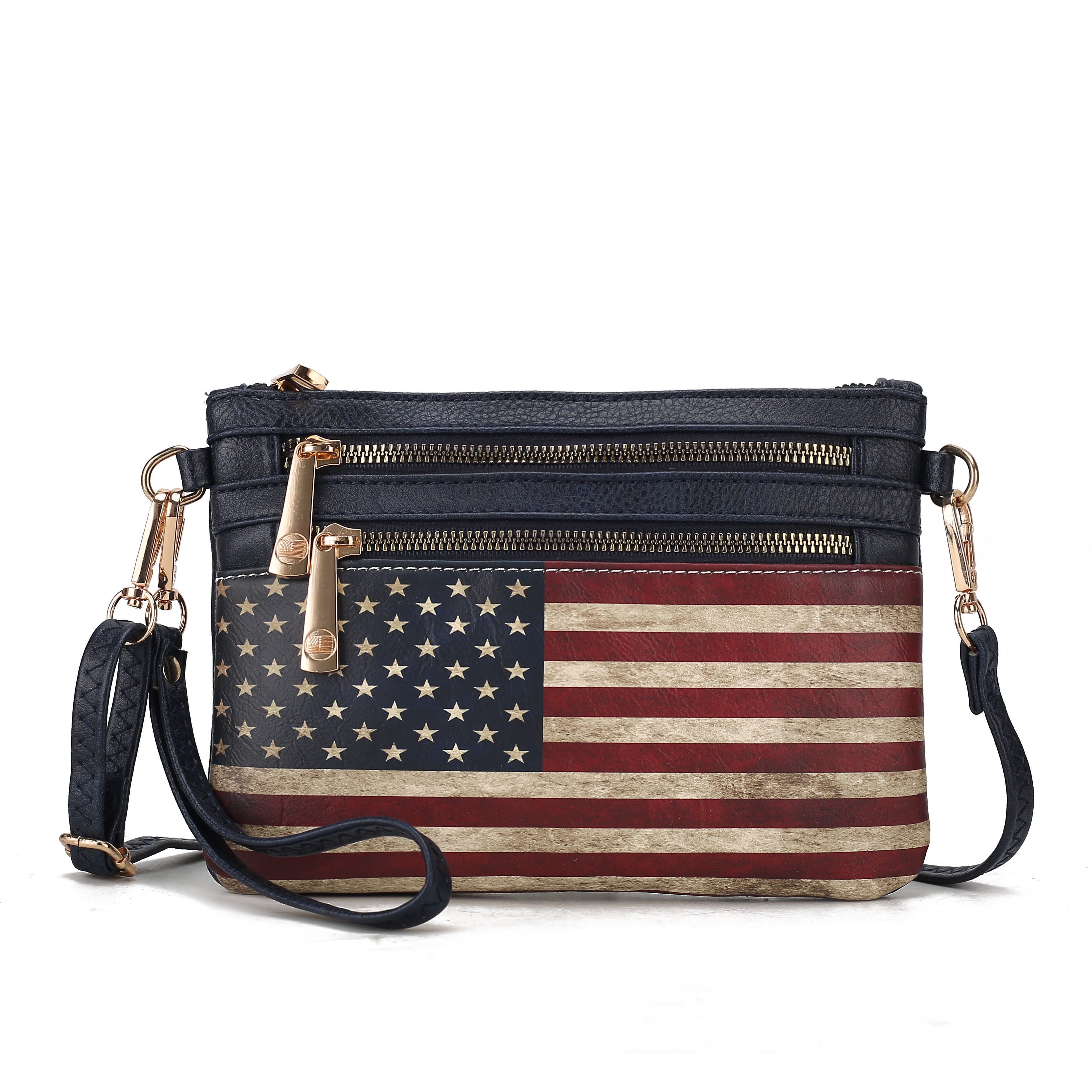 MKF Collection Women's Alisson Printed Flag Crossbody Bag Navy Bags - Tophatter Daily Deals