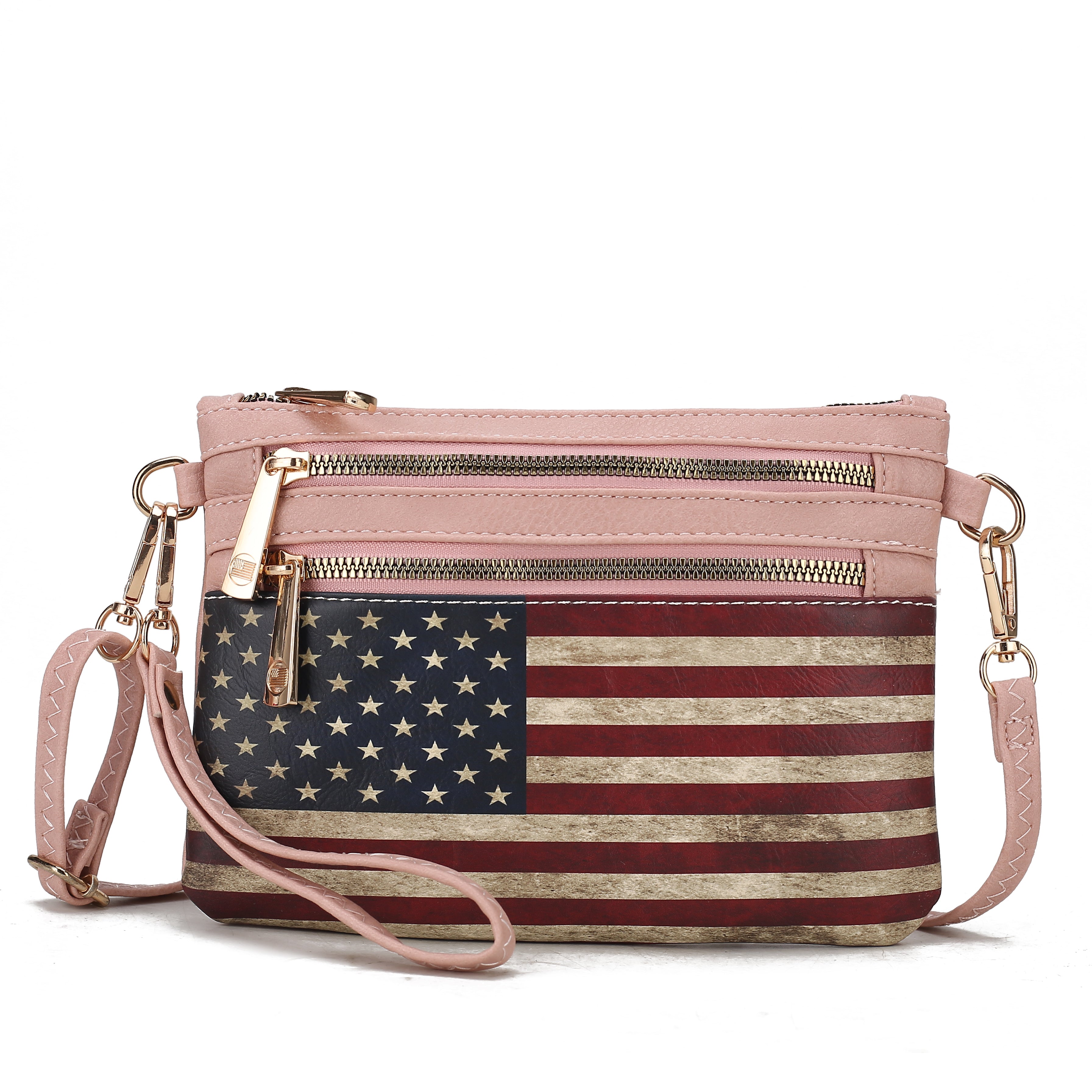 MKF Collection Women's Alisson Printed Flag Crossbody Bag Rose Pink Bags - Tophatter Daily Deals