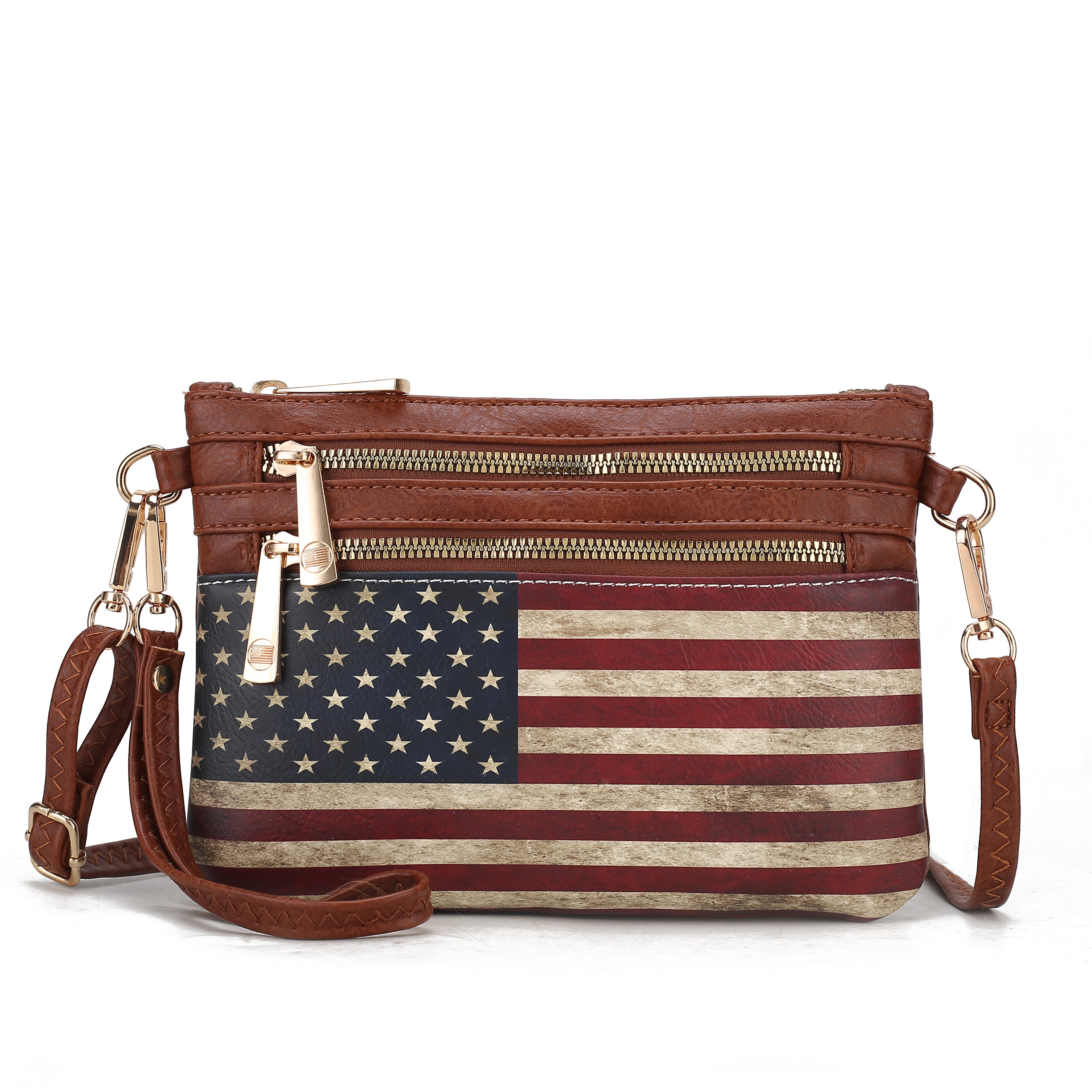 MKF Collection Women's Alisson Printed Flag Crossbody Bag Tan Bags - Tophatter Daily Deals