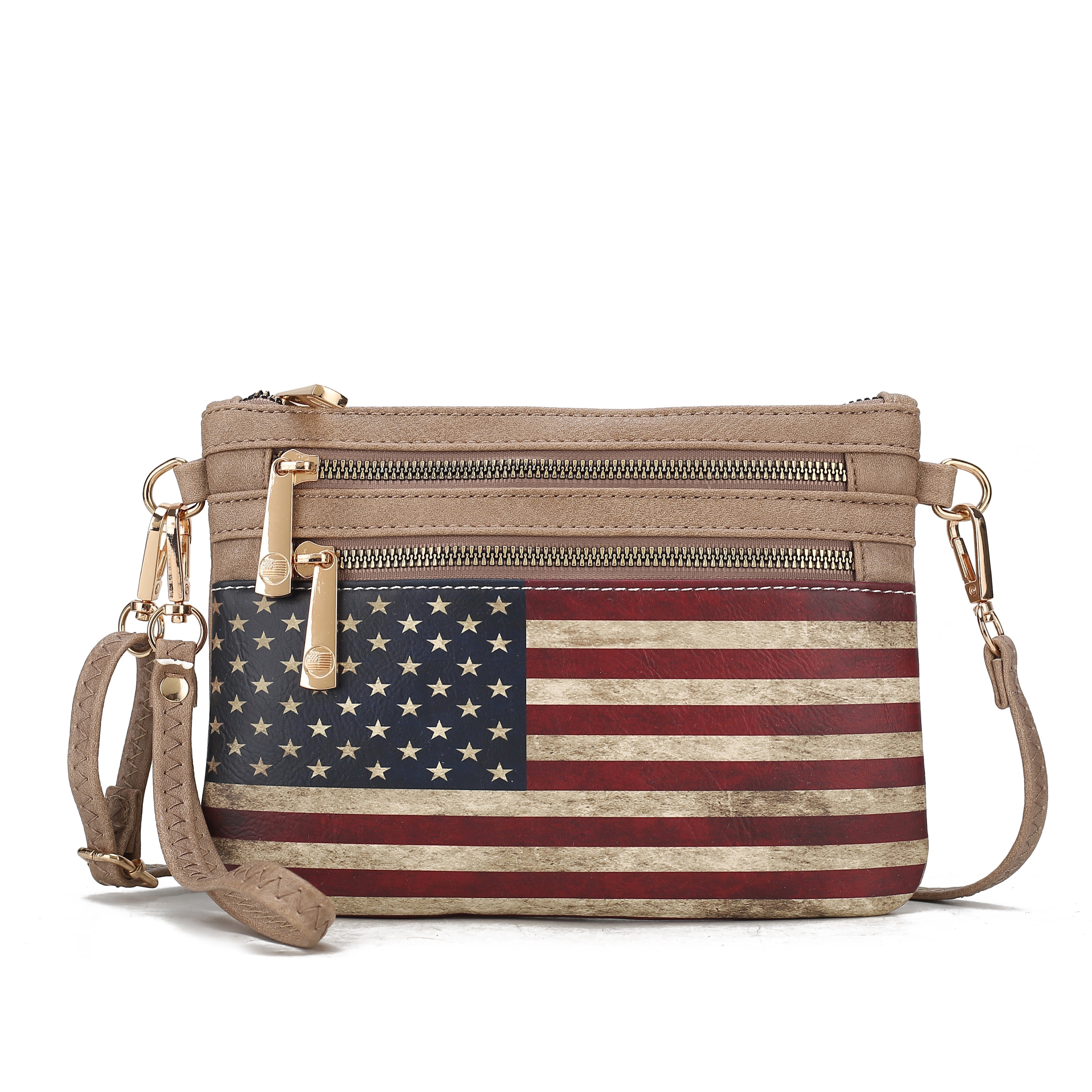 MKF Collection Women's Alisson Printed Flag Crossbody Bag Taupe Bags - Tophatter Daily Deals