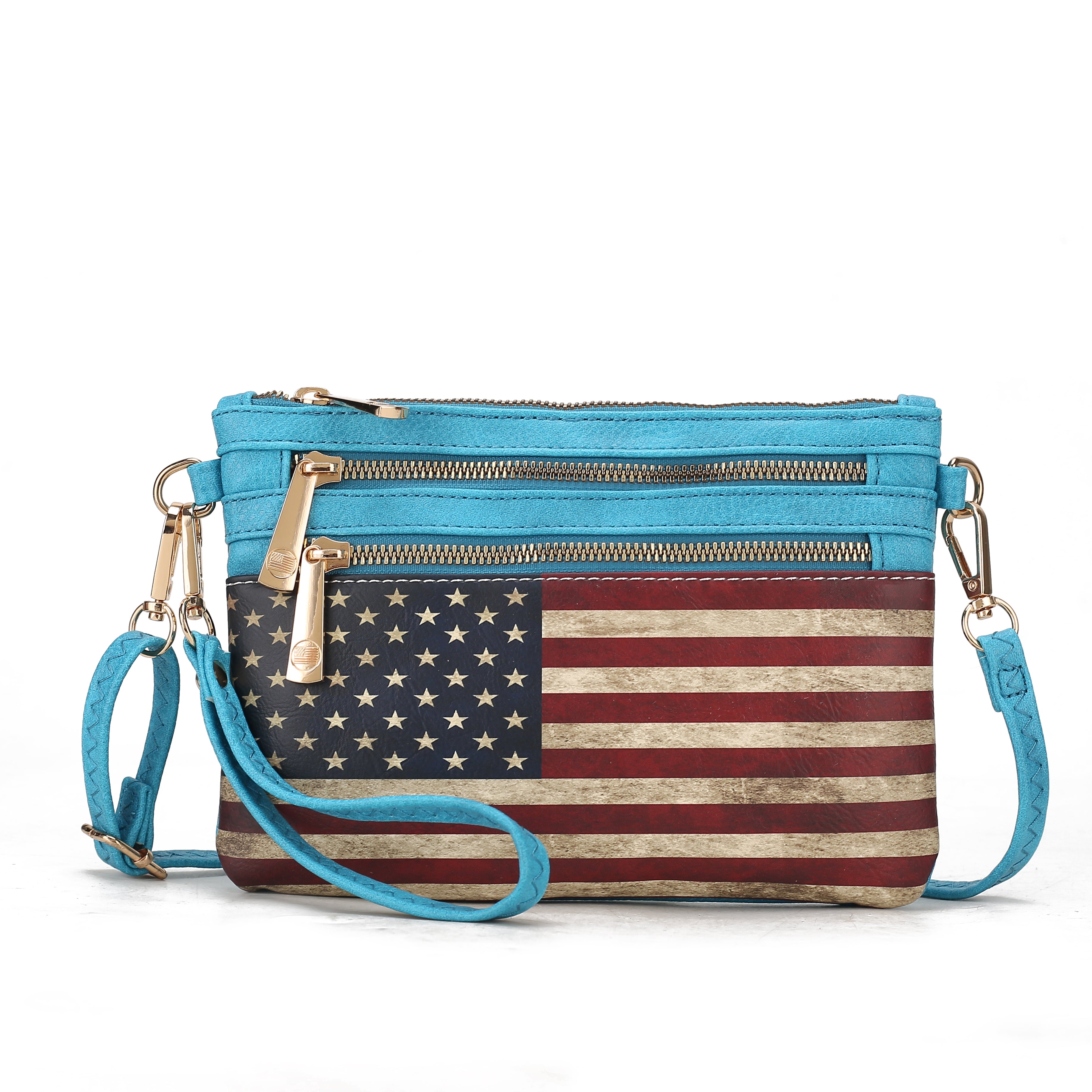 MKF Collection Women's Alisson Printed Flag Crossbody Bag Turquoise Bags - Tophatter Daily Deals