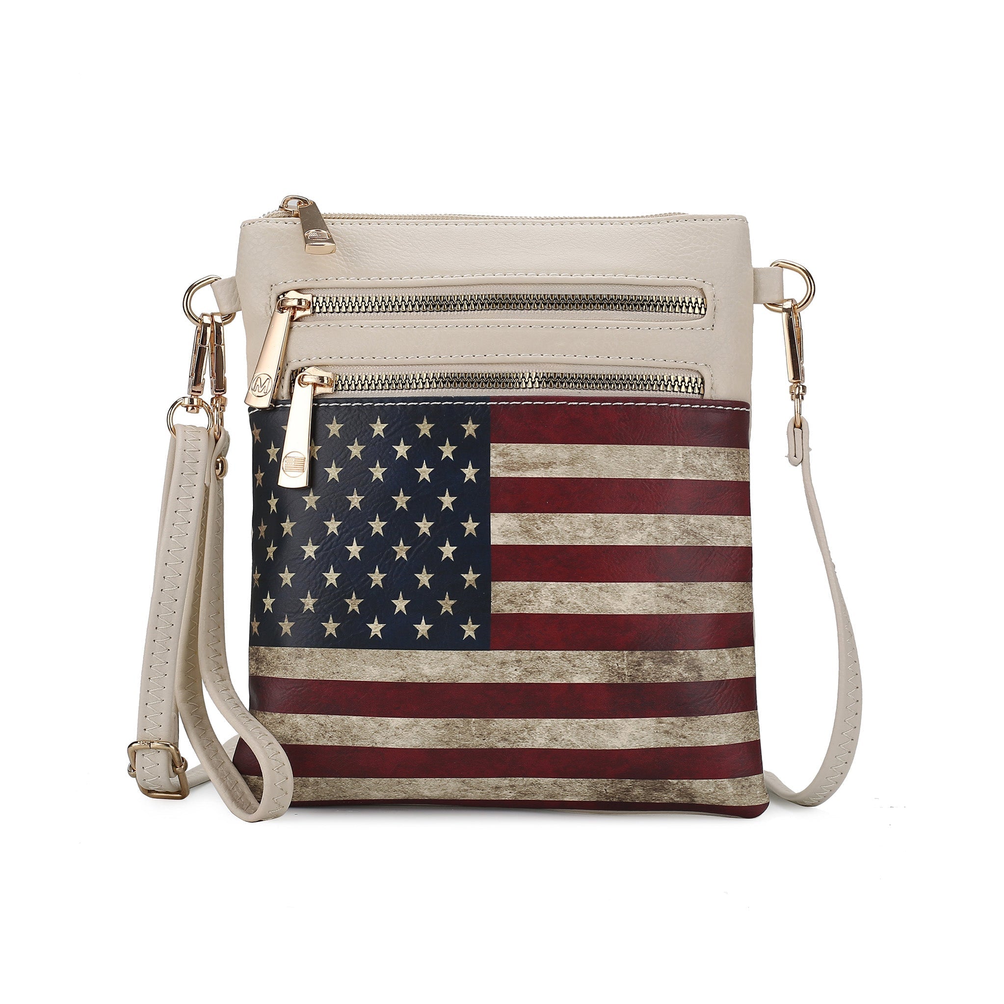 MKF Collection Women's Genesis Printed Flag Crossbody Bag Beige Bags - Tophatter Daily Deals