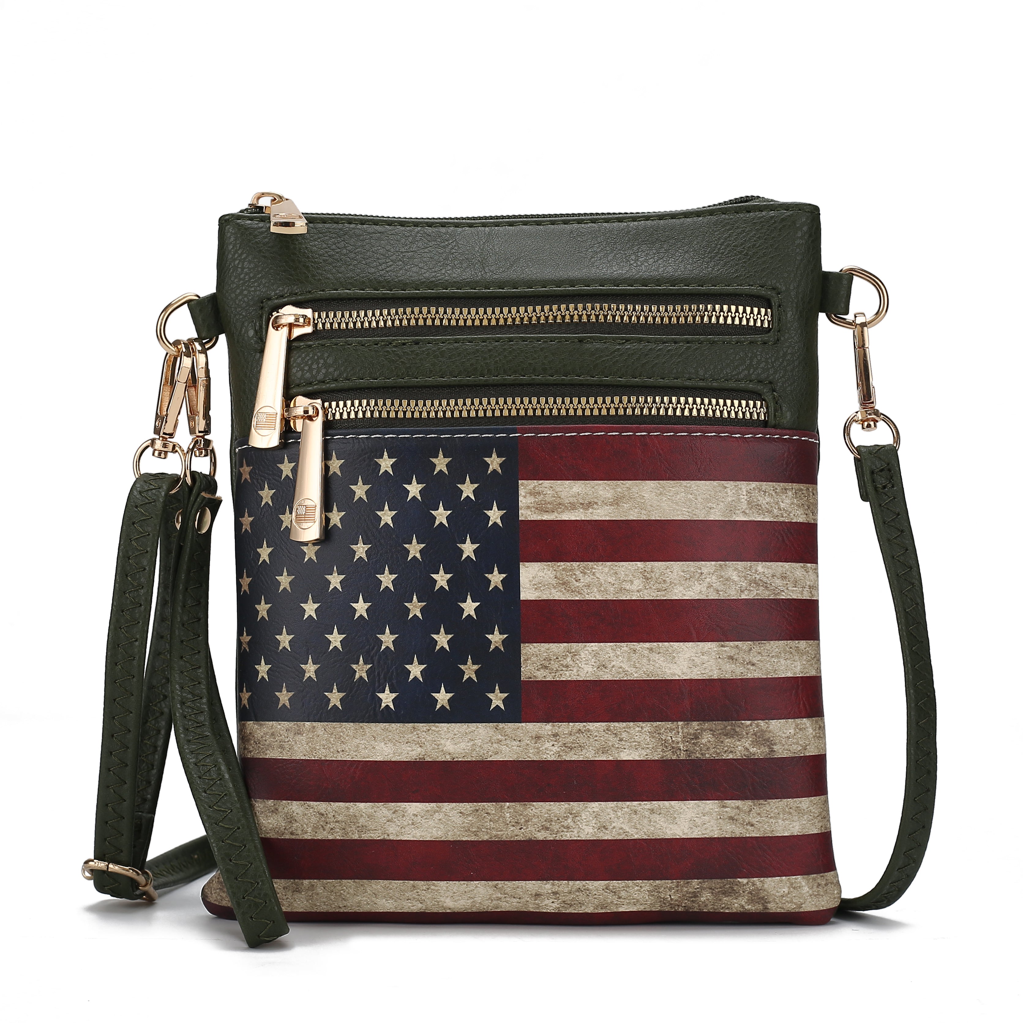 MKF Collection Women's Genesis Printed Flag Crossbody Bag Green Bags - Tophatter Daily Deals