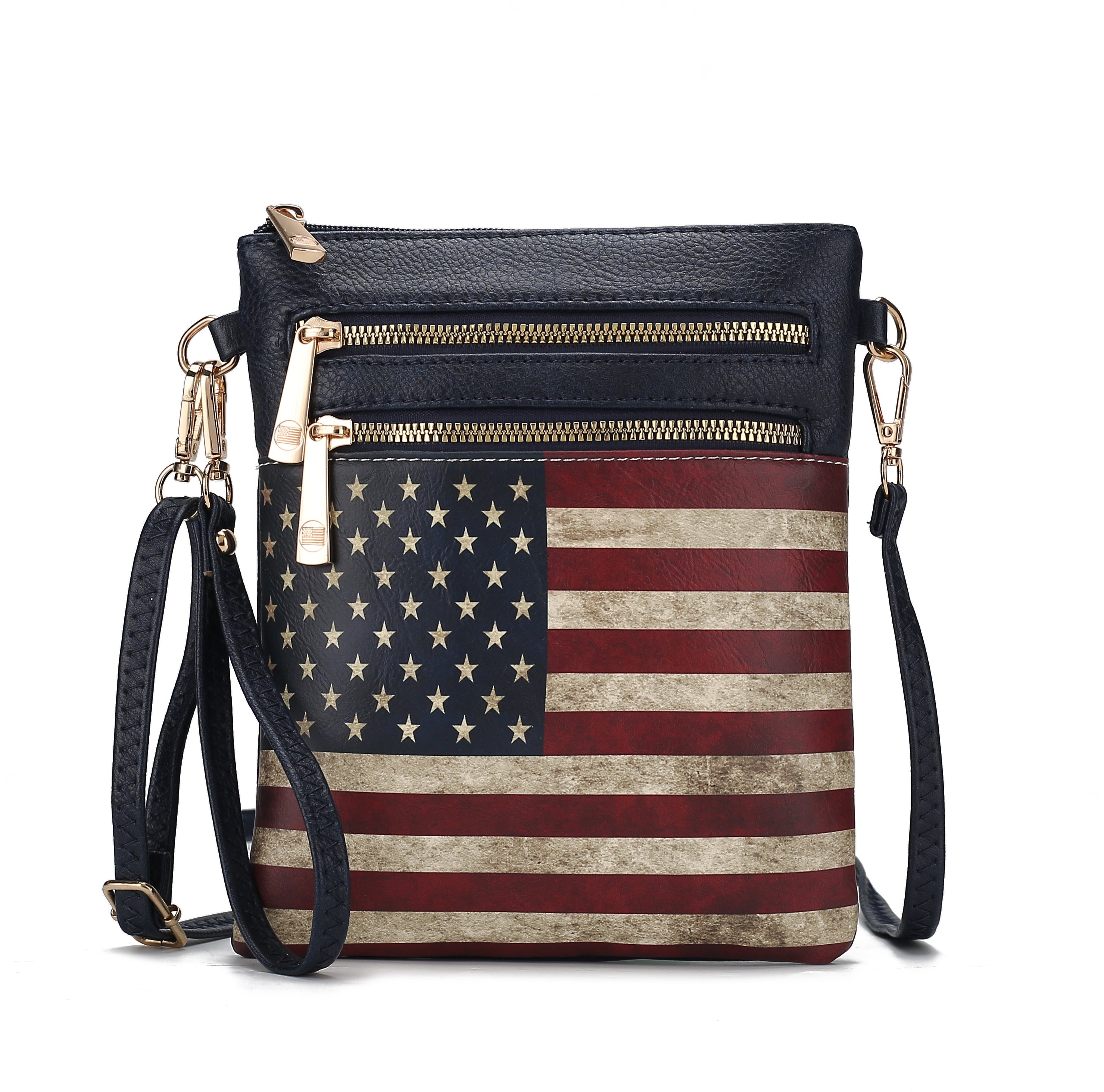 MKF Collection Women's Genesis Printed Flag Crossbody Bag Navy Bags - Tophatter Daily Deals