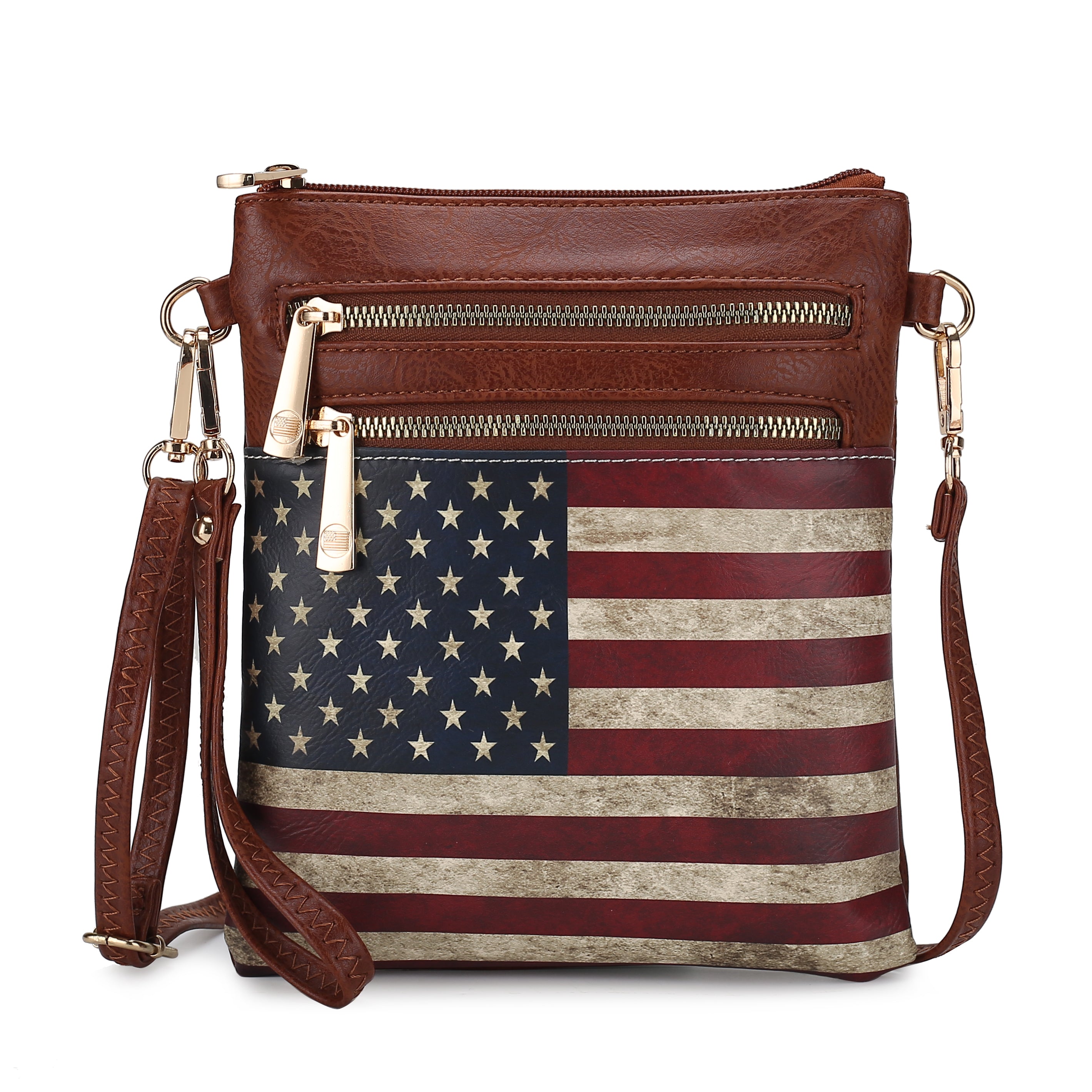 MKF Collection Women's Genesis Printed Flag Crossbody Bag Tan Bags - Tophatter Daily Deals