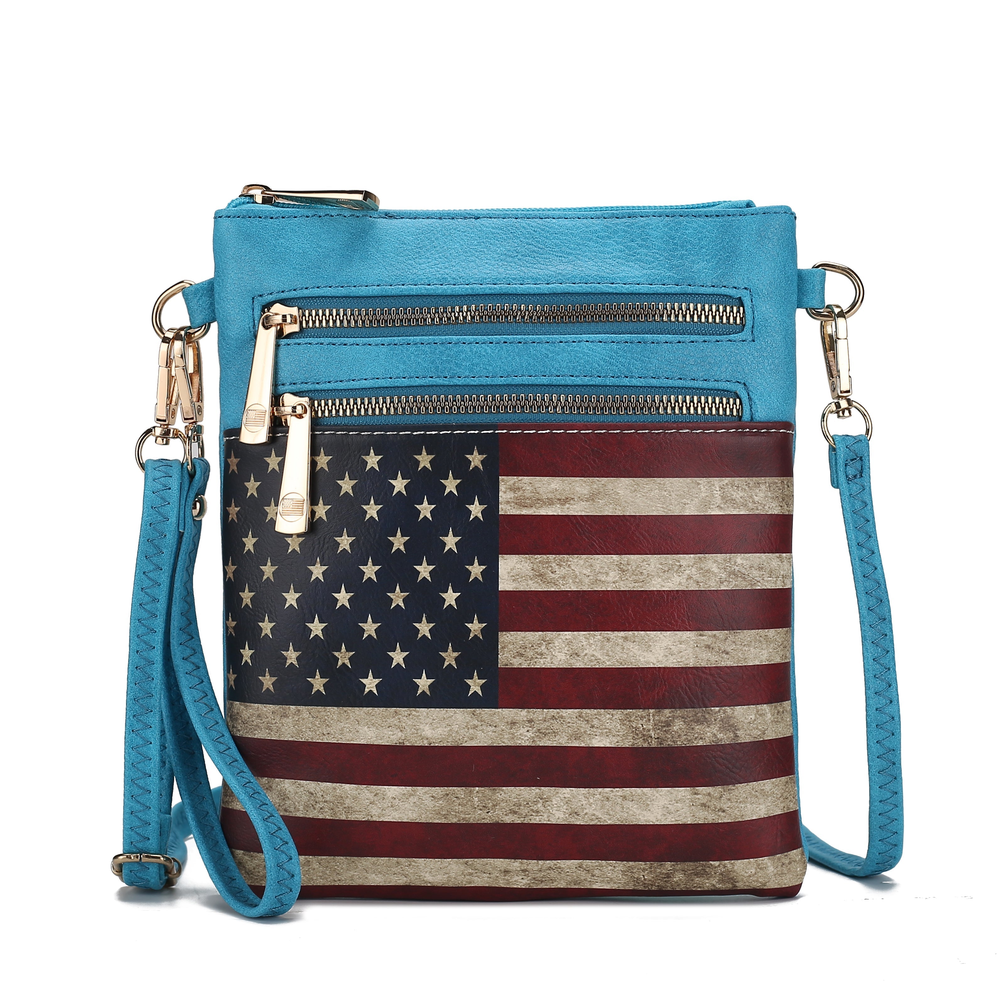 MKF Collection Women's Genesis Printed Flag Crossbody Bag Turquoise Bags - Tophatter Daily Deals