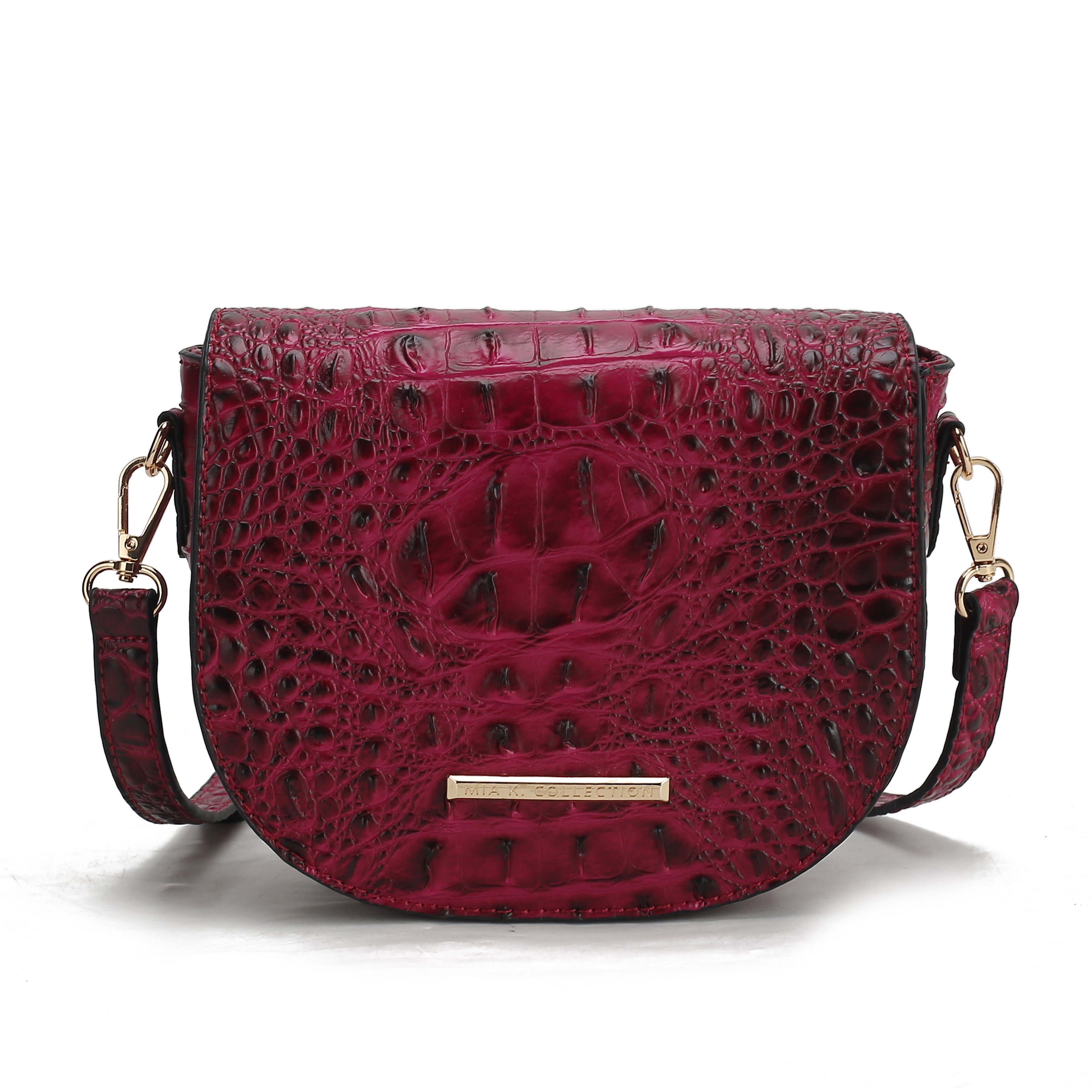 MKF Collection Women's Amalia Solid Croc Crossbody Bag Croco Fuchsia Bags - Tophatter Daily Deals