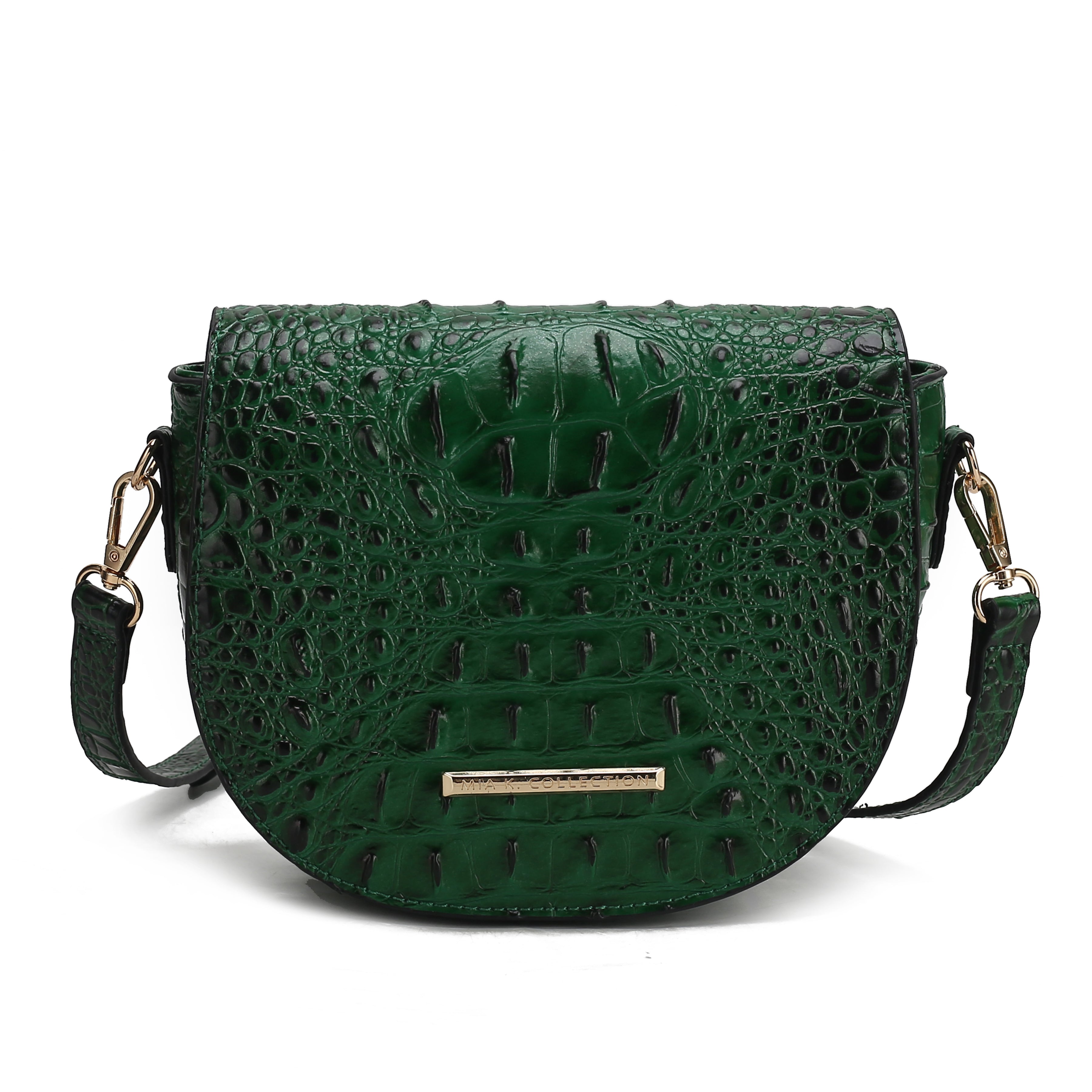 MKF Collection Women's Amalia Solid Croc Crossbody Bag Croco Green Bags - Tophatter Daily Deals