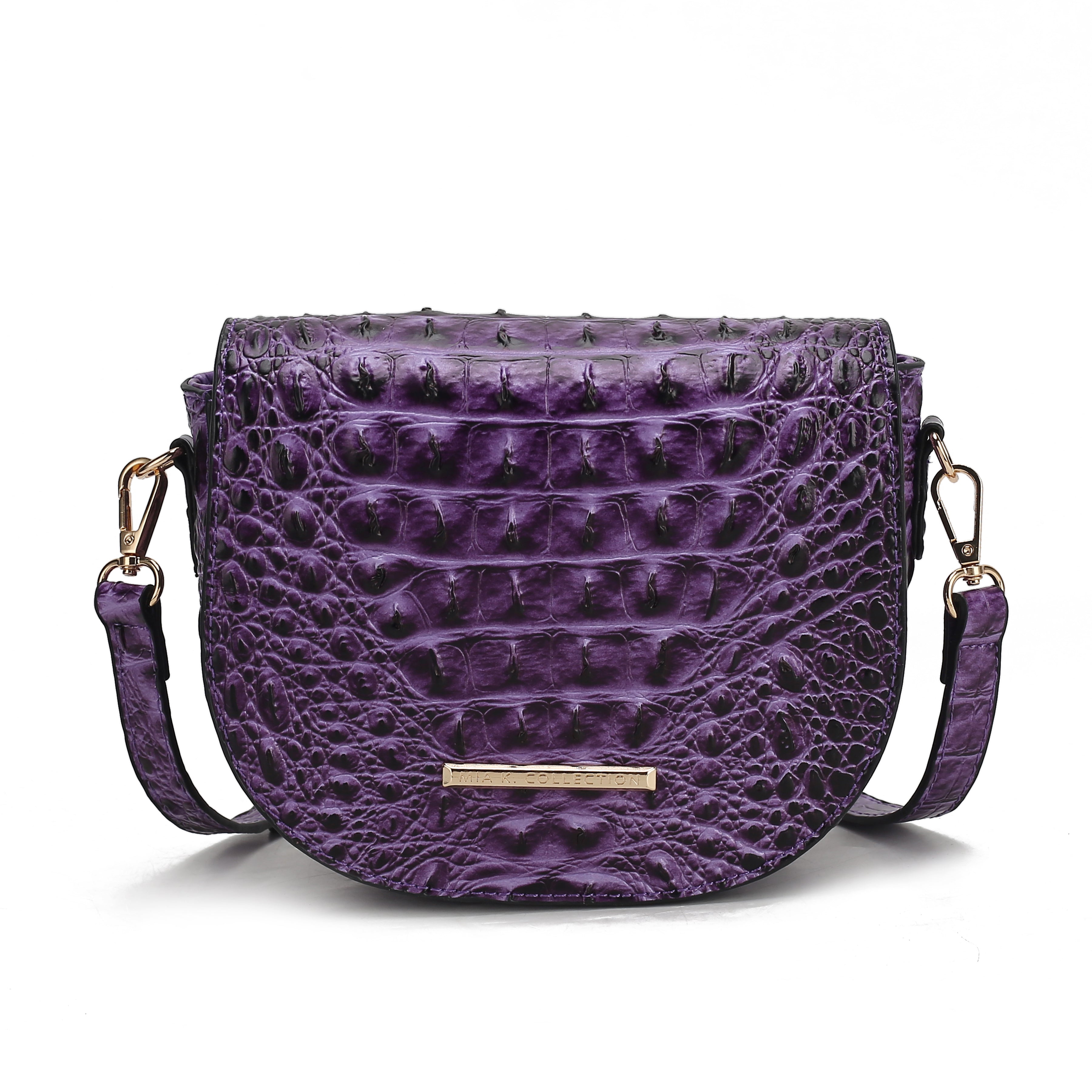 MKF Collection Women's Amalia Solid Croc Crossbody Bag Croco Purple Bags - Tophatter Daily Deals