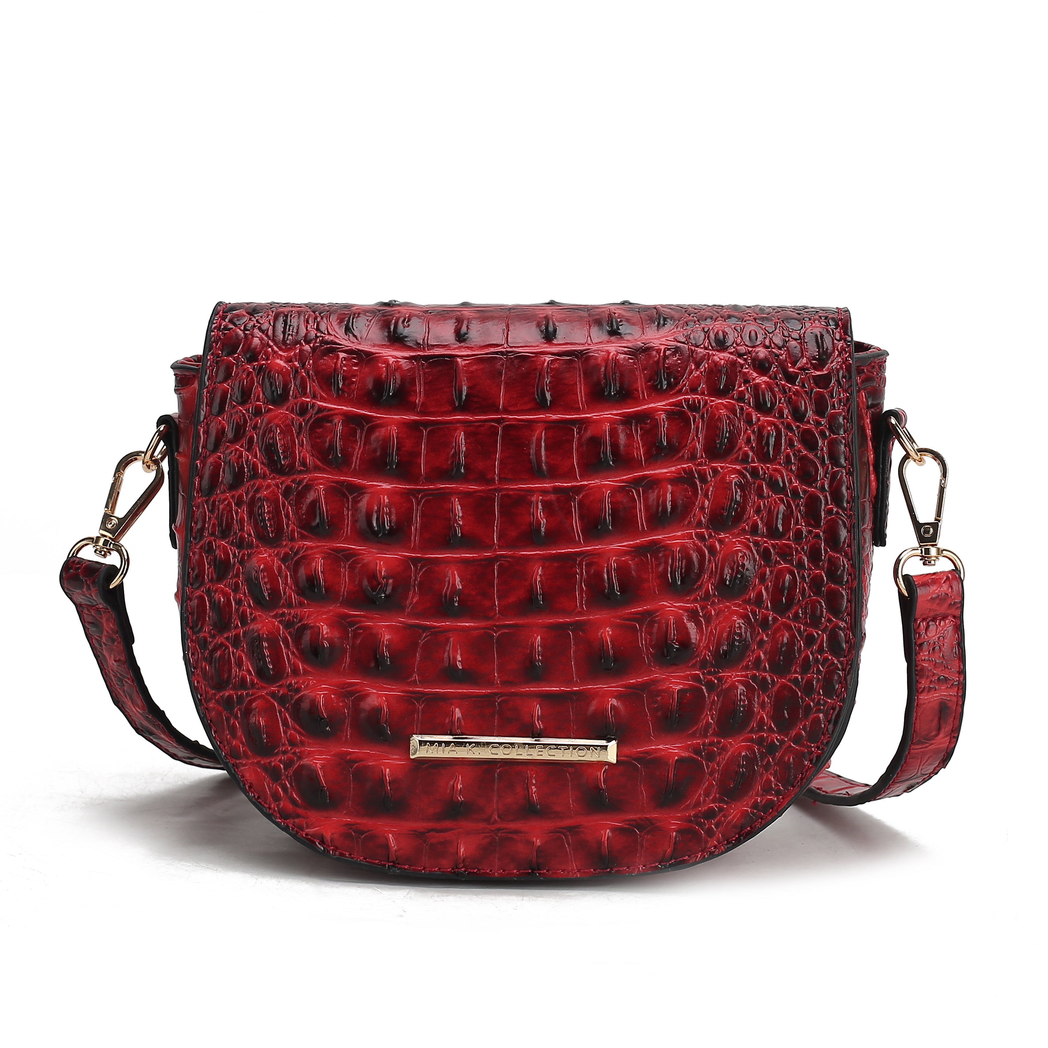 MKF Collection Women's Amalia Solid Croc Crossbody Bag Croco Red Bags - Tophatter Daily Deals
