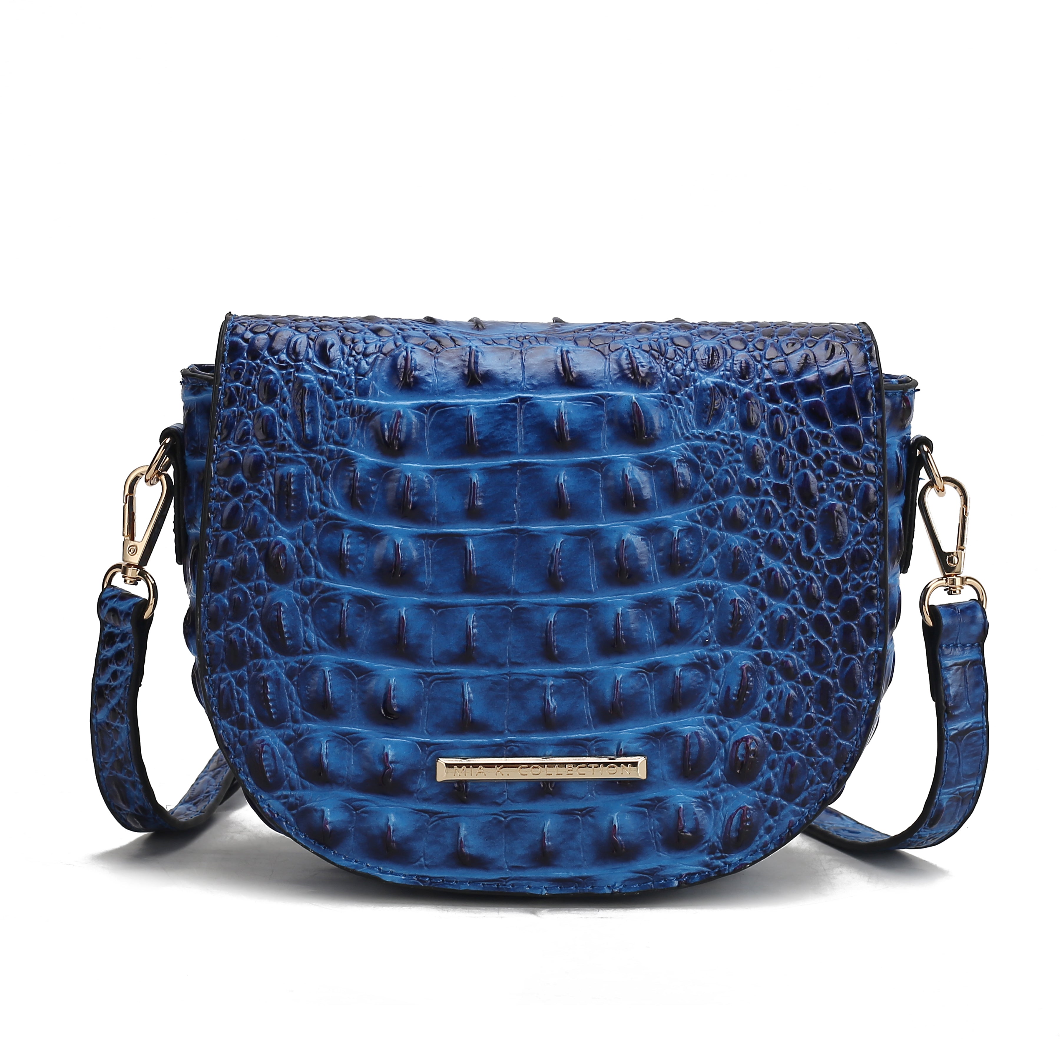 MKF Collection Women's Amalia Solid Croc Crossbody Bag Croco Navy Bags - Tophatter Daily Deals